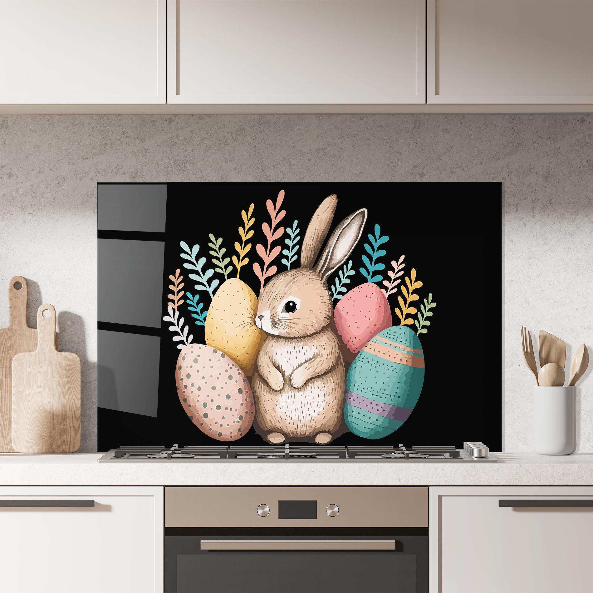 Konyhai üveg hátfal Easter Pretty Bunny mockup 7