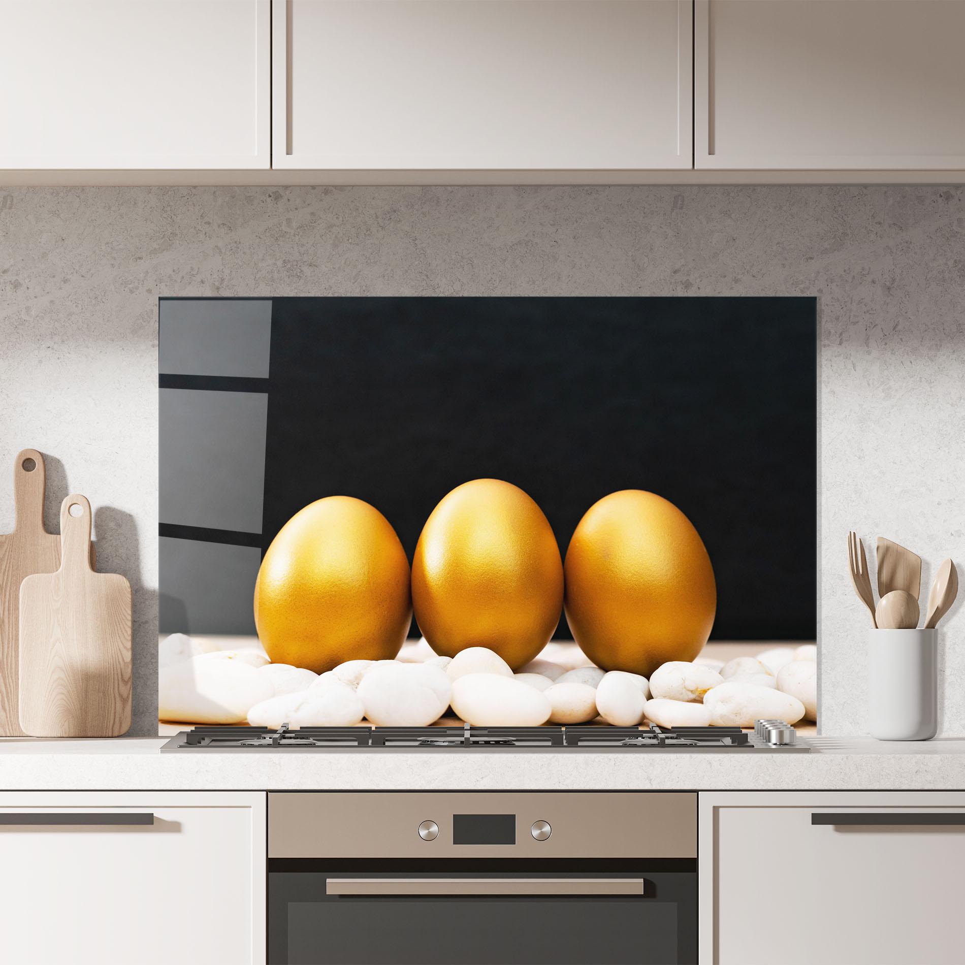 Konyhai üveg hátfal Golden Easter Egg mockup 7