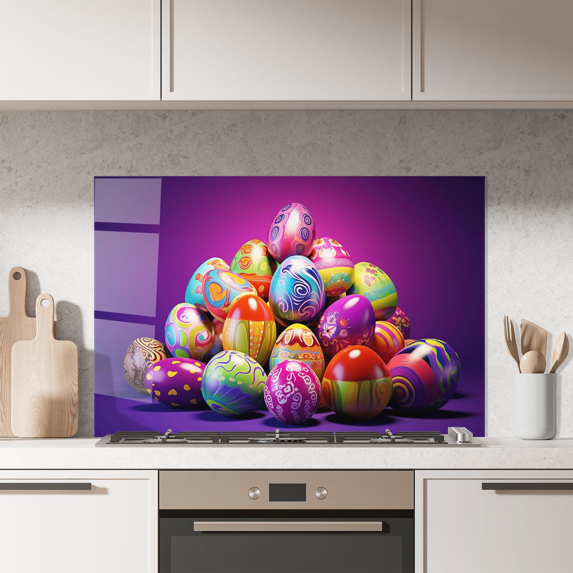 Konyhai üveg hátfal Pile Colorful Eggs mockup 7