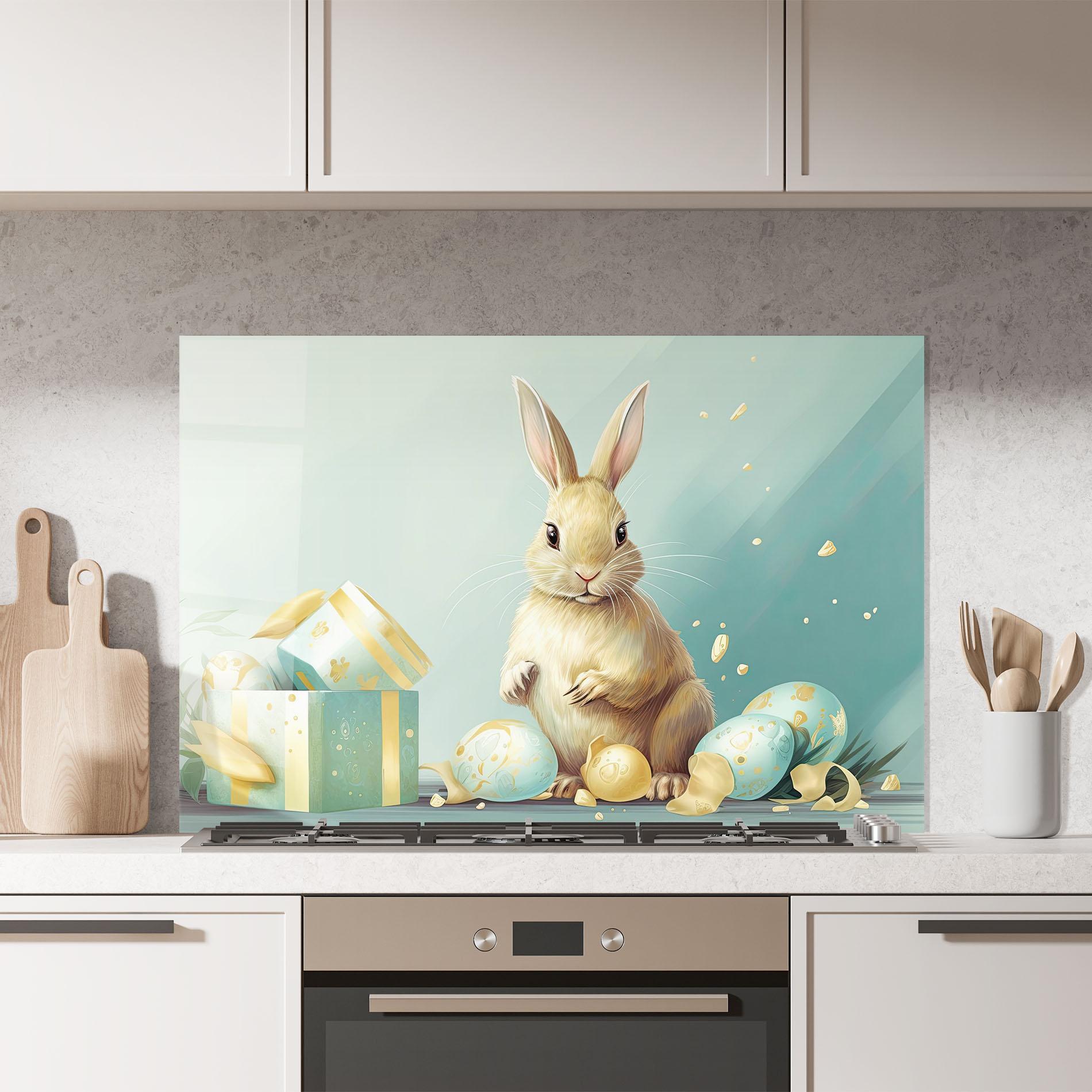 Konyhai üveg hátfal Pretty Cute Easter Bunny mockup 7