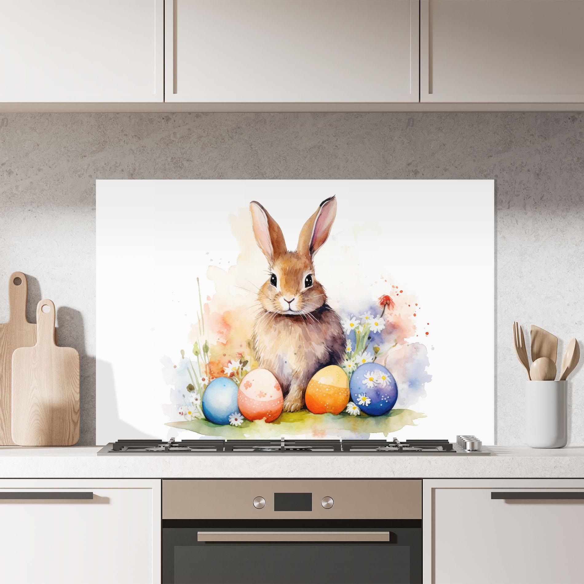 Konyhai üveg hátfal Rabbit Easter Art mockup 7