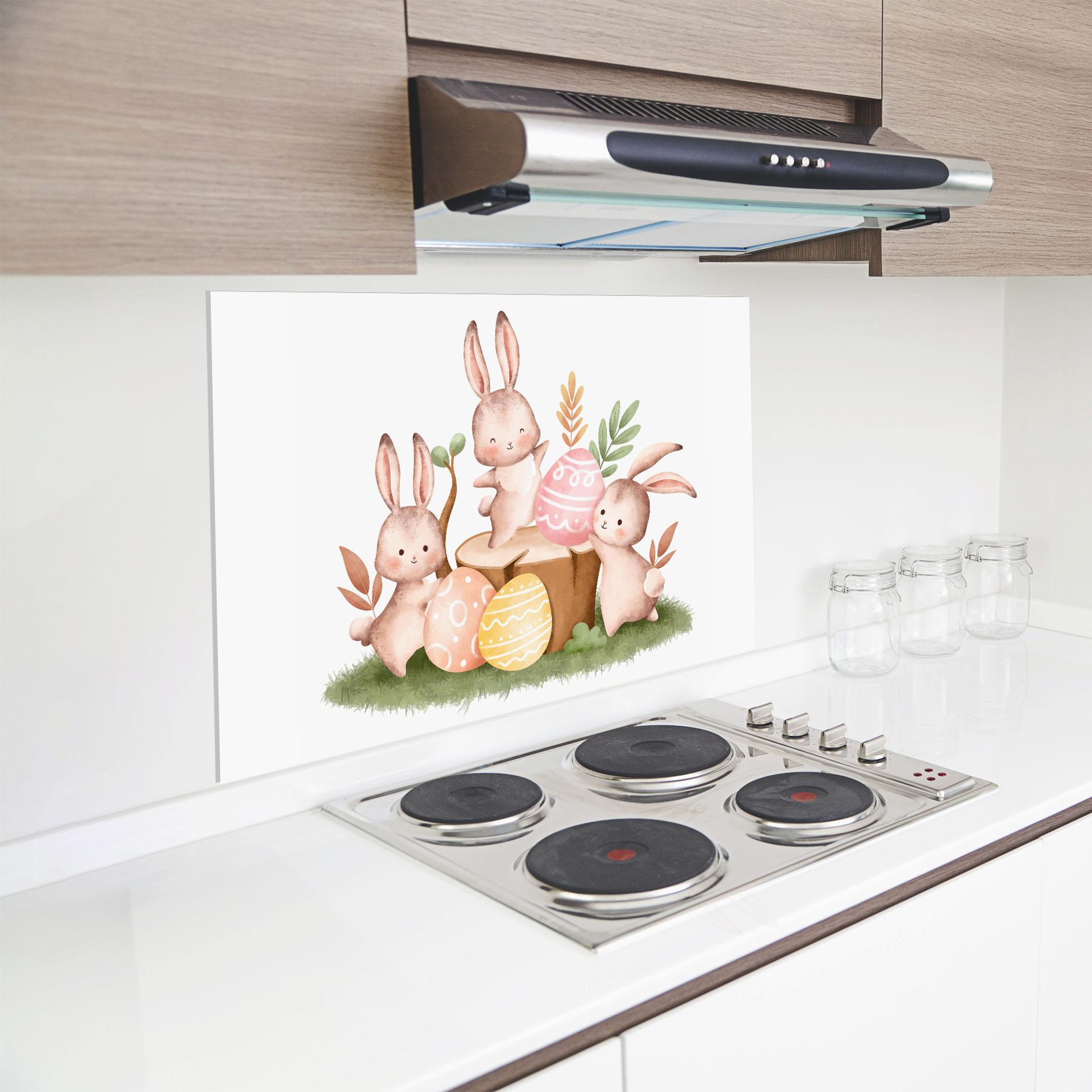 Konyhai üveg hátfal Bunny Friends mockup 8