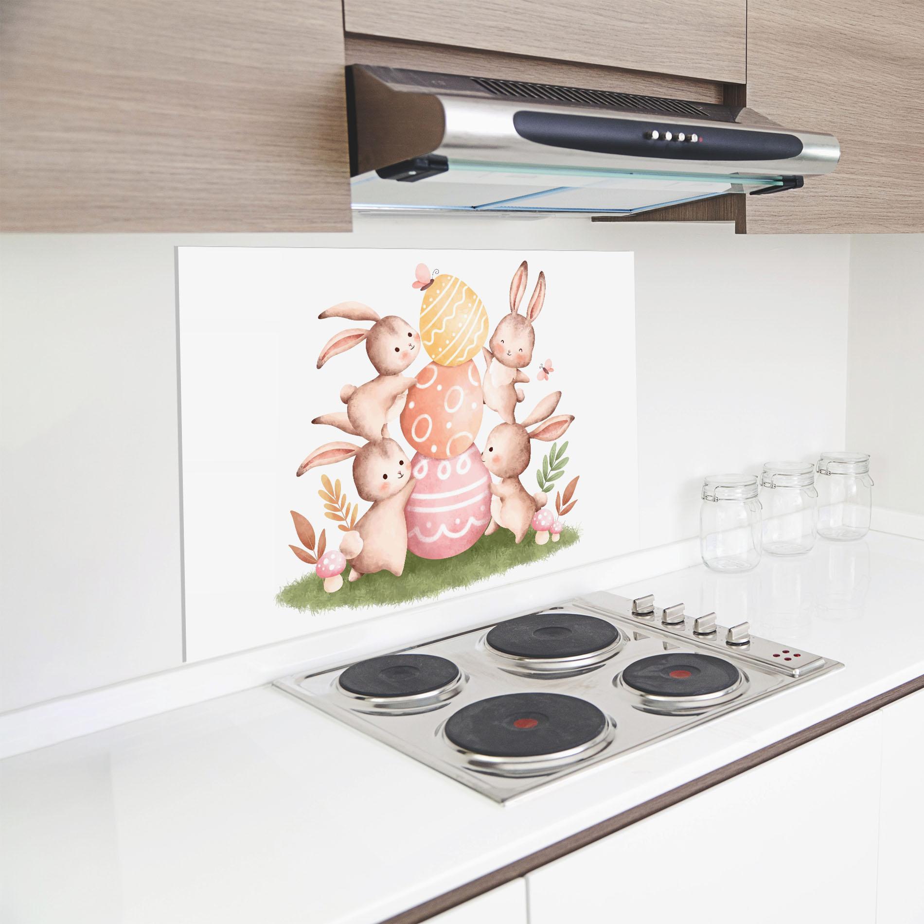 Konyhai üveg hátfal Bunny Playing mockup 8