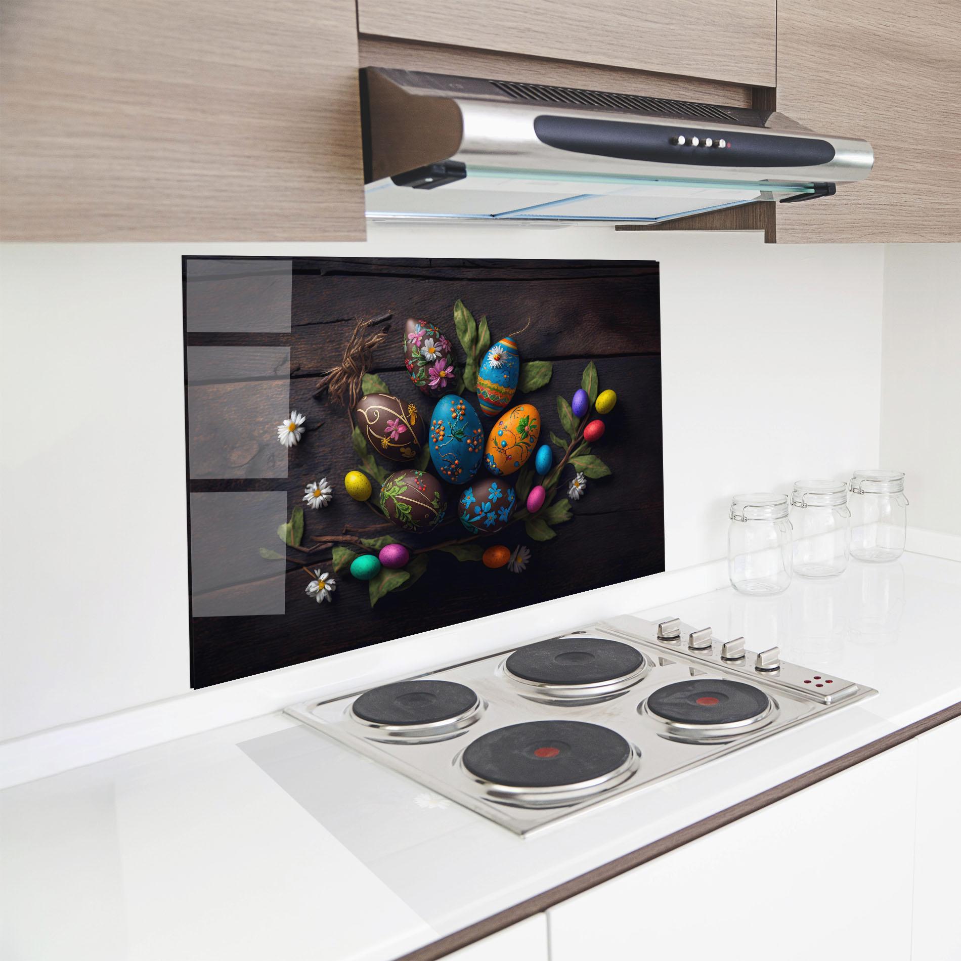Konyhai üveg hátfal Colorful Easter Decarations mockup 8