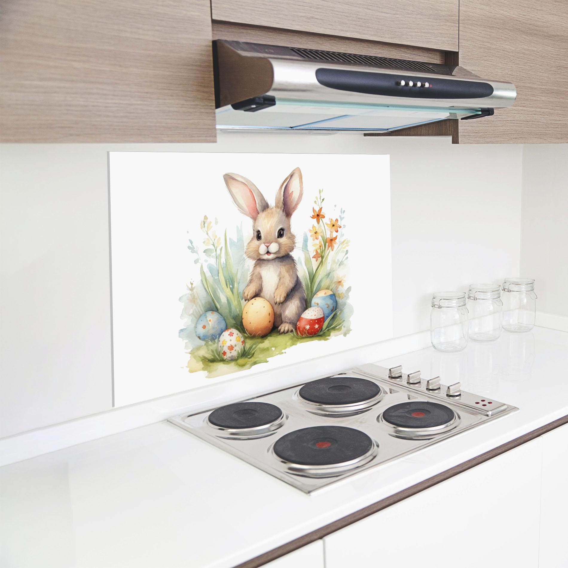 Konyhai üveg hátfal Cute Happy Bunny mockup 8