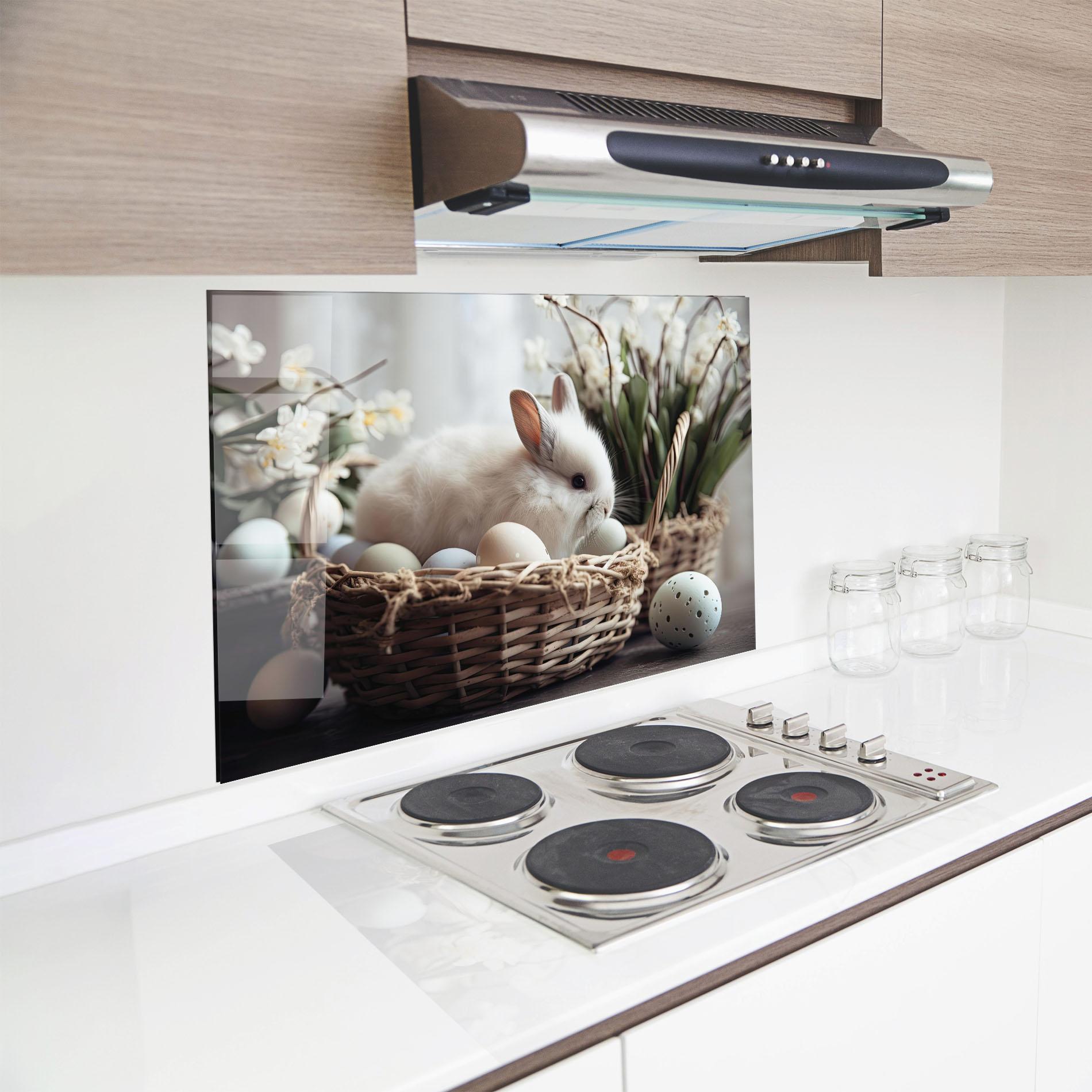 Konyhai üveg hátfal Cute White Easter Eggs mockup 8