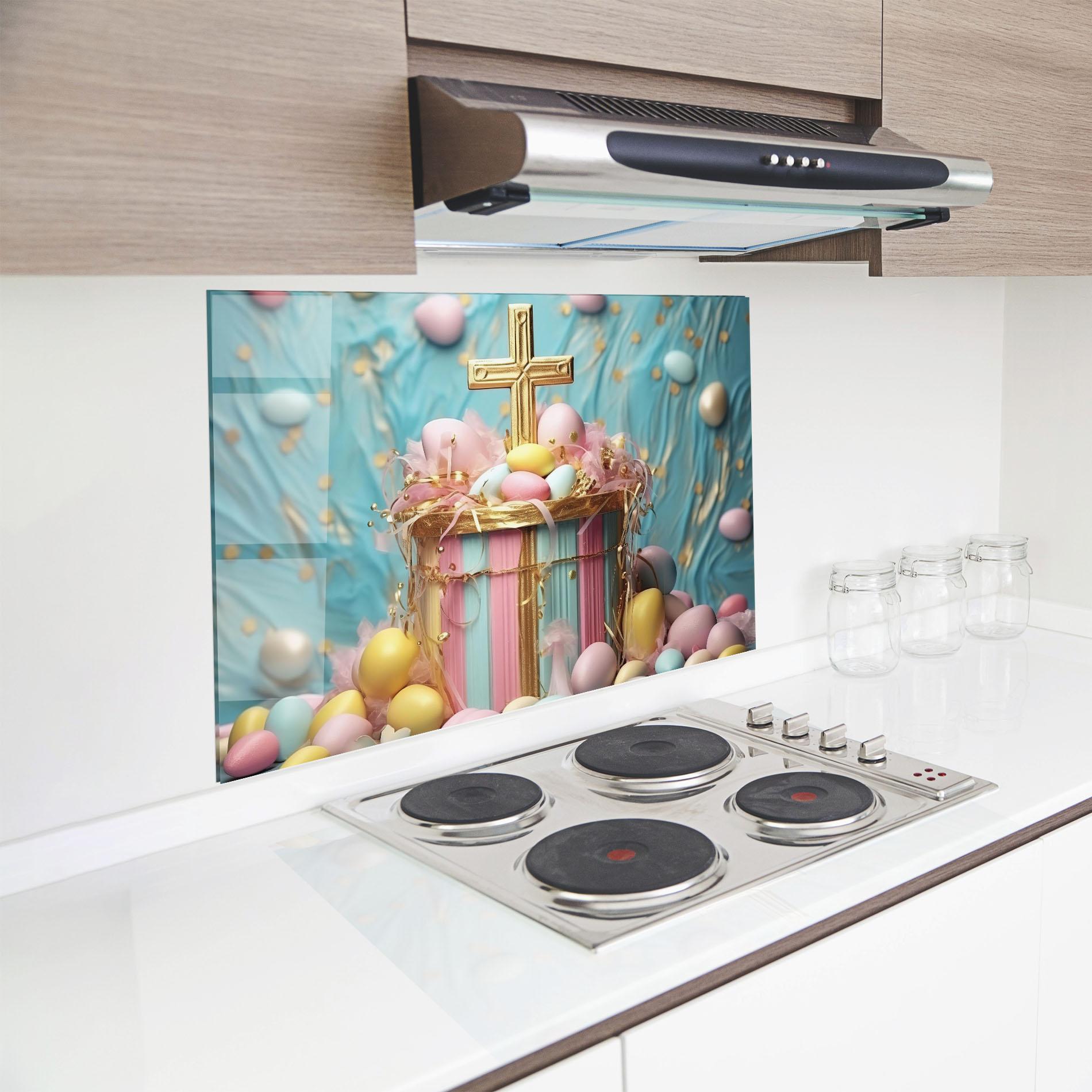 Konyhai üveg hátfal Easter Egg Decor mockup 8