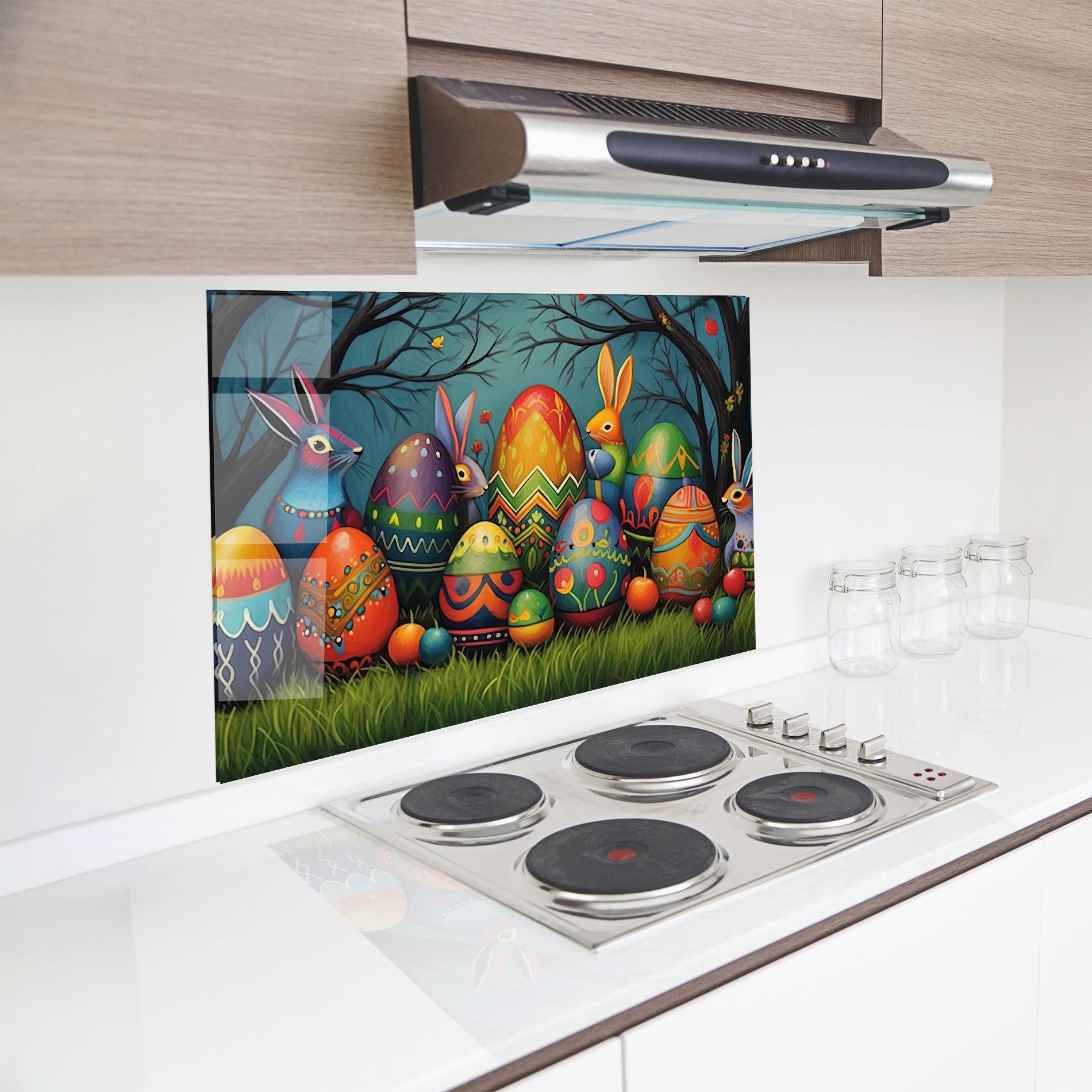 Konyhai üveg hátfal Easter Eggs mockup 8