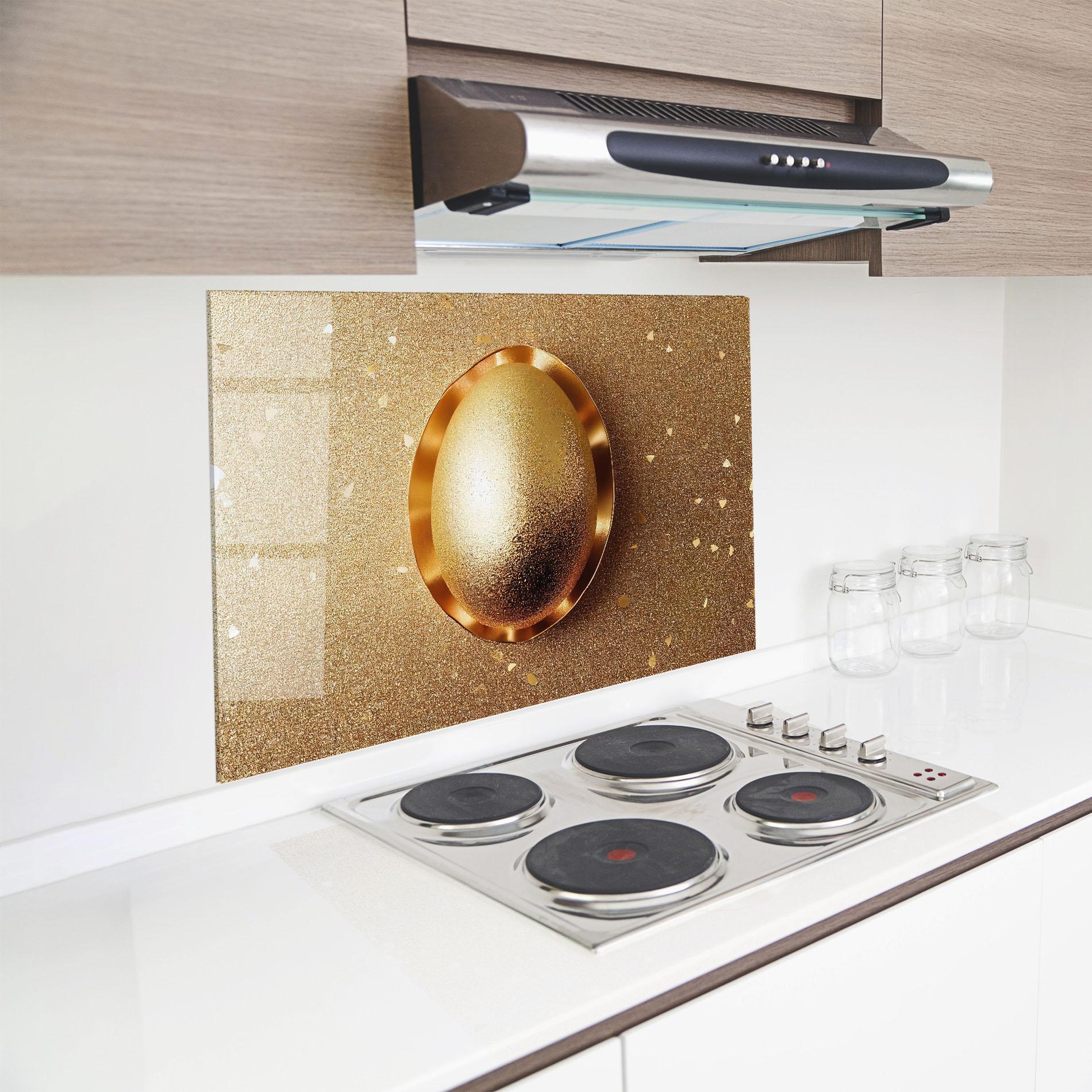 Konyhai üveg hátfal Golden Egg Chocolate mockup 8