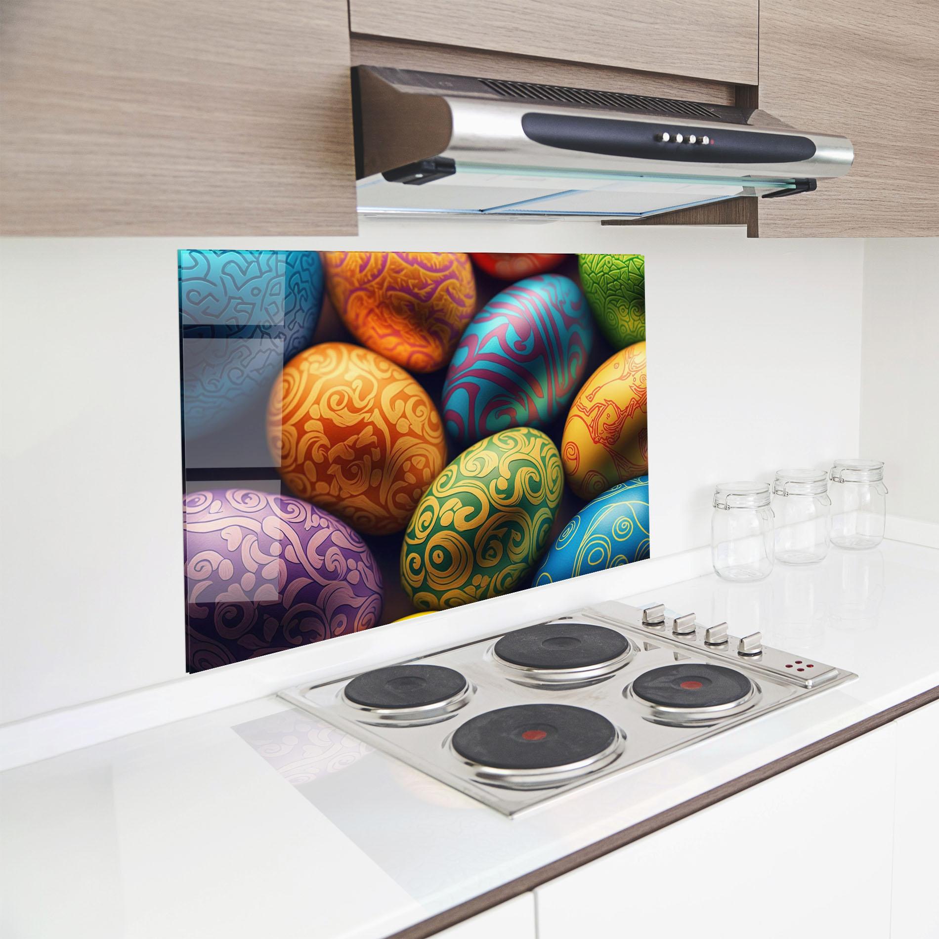 Konyhai üveg hátfal Orange Green Easter Eggs mockup 8