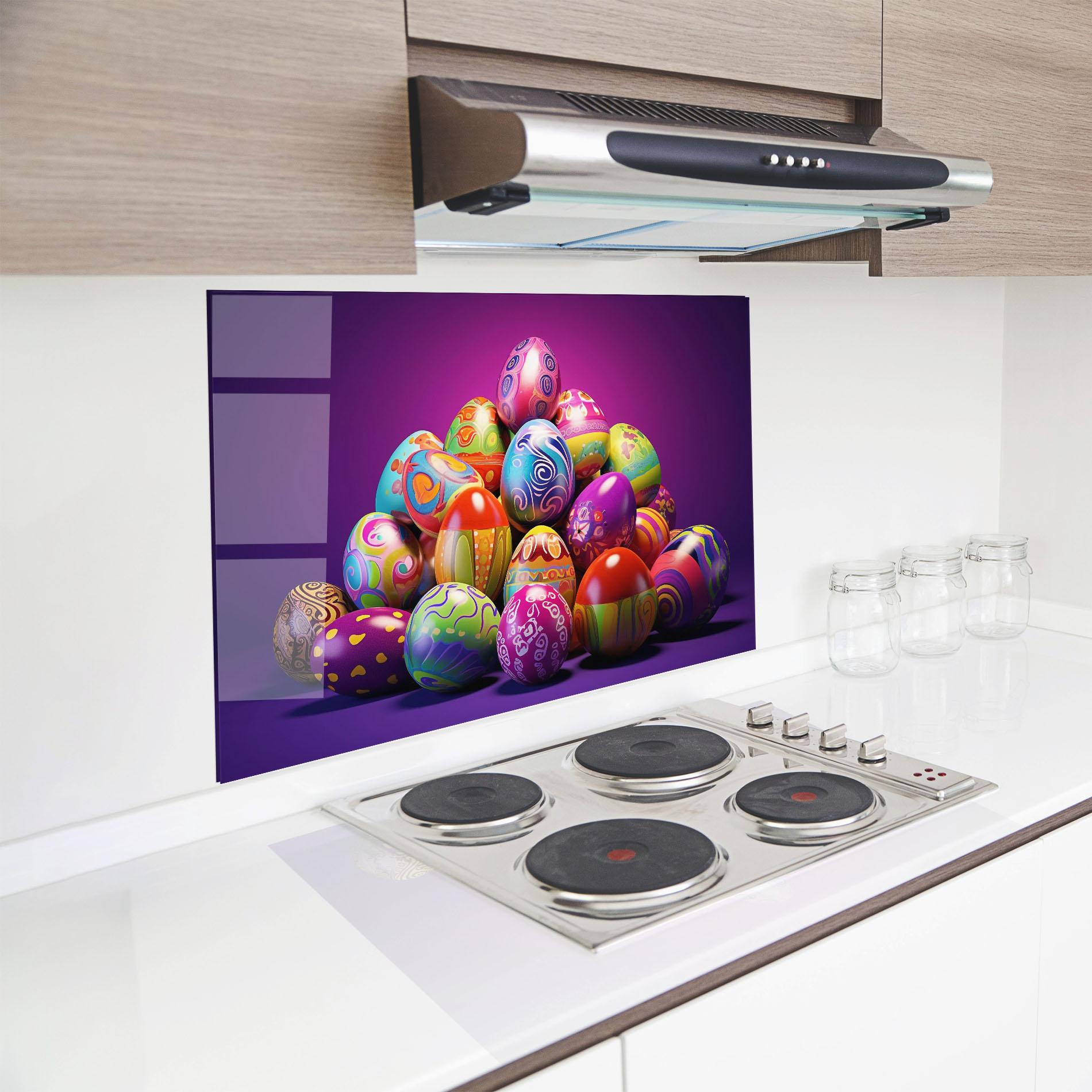 Konyhai üveg hátfal Pile Colorful Eggs mockup 8