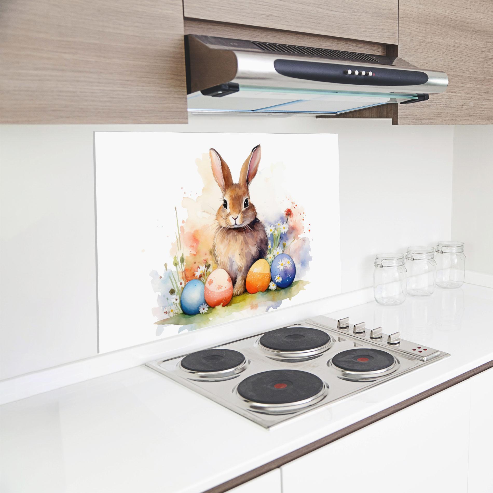 Konyhai üveg hátfal Rabbit Easter Art mockup 8