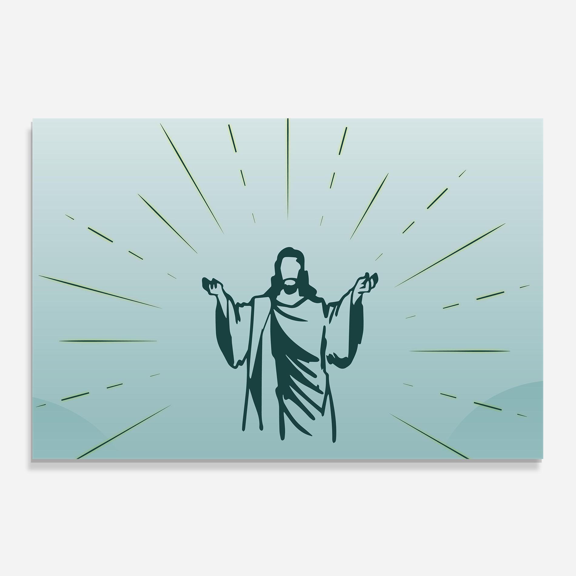 Konyhai üveg hátfal Blue Art Jesus mockup 0