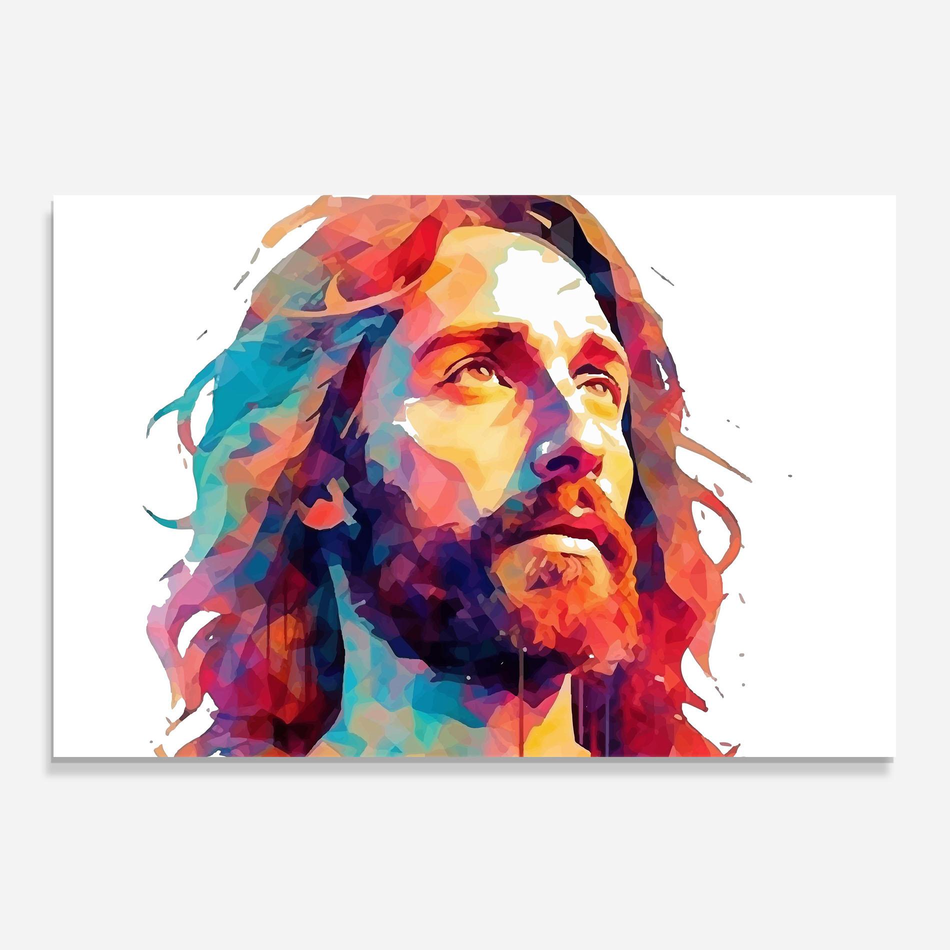 Konyhai üveg hátfal Colorful Jesus mockup 0