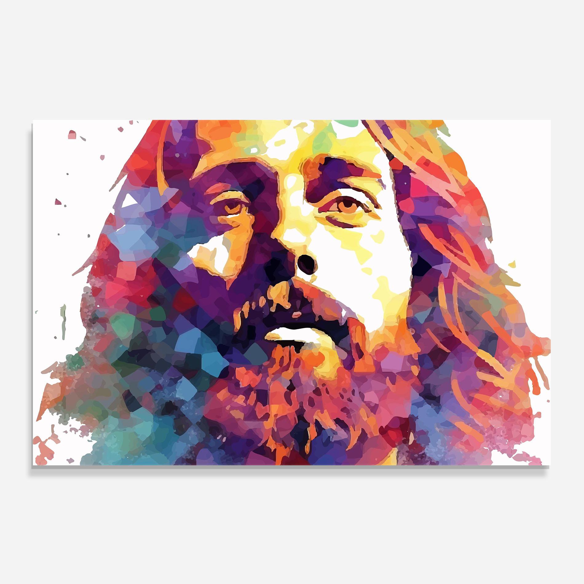 Konyhai üveg hátfal Colorful Light Jesus mockup 0