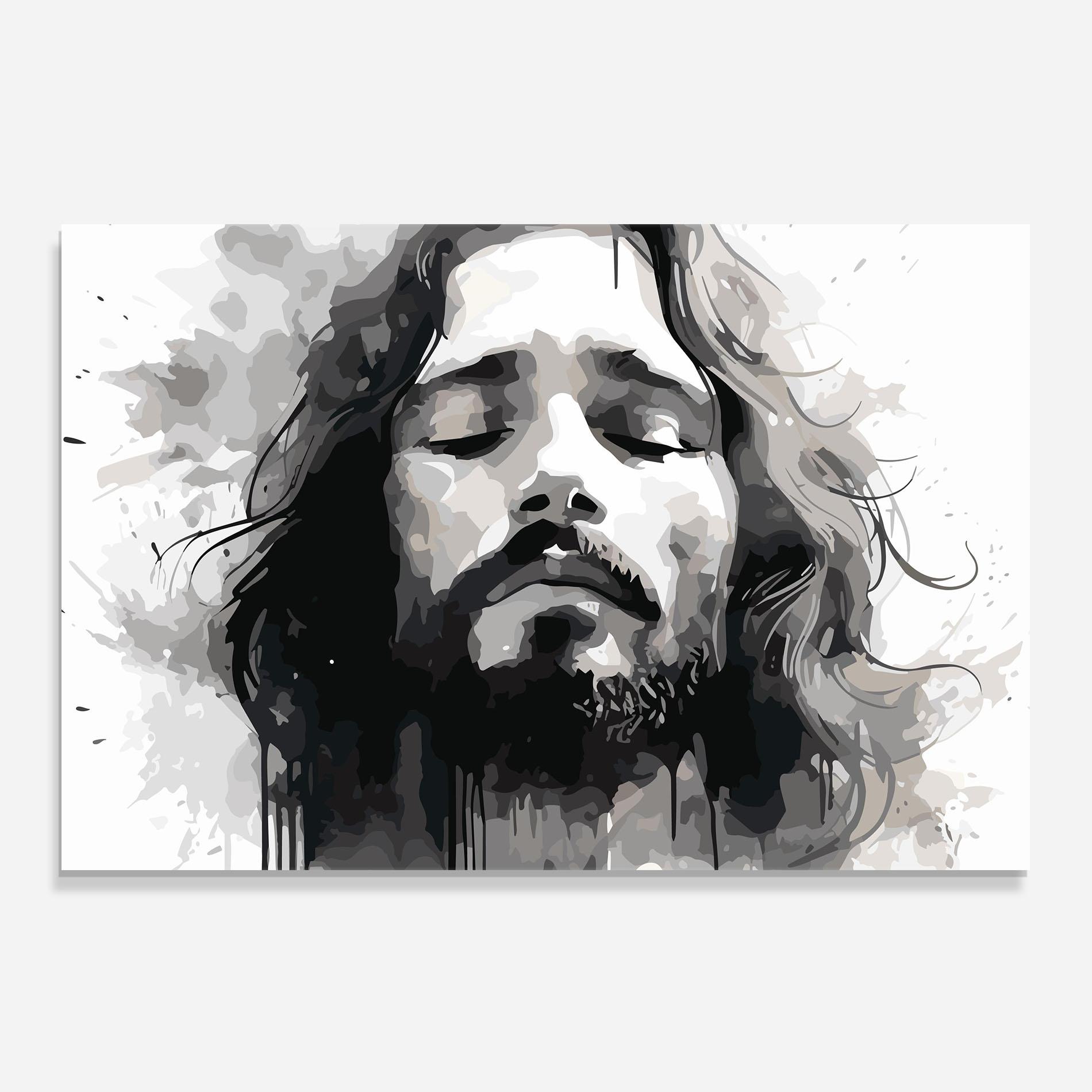 Konyhai üveg hátfal Jesus Ink Art mockup 0