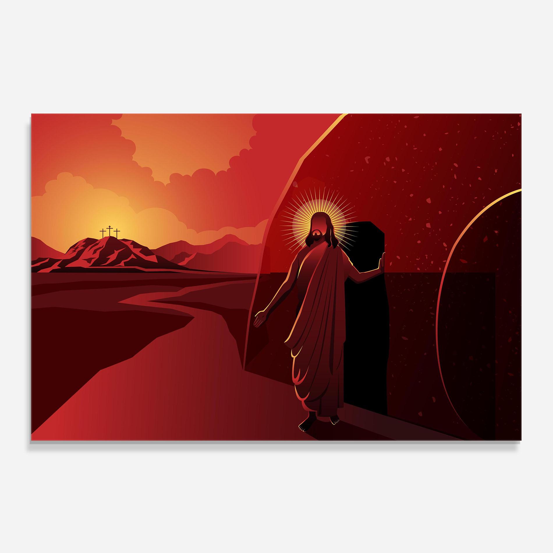 Konyhai üveg hátfal Jesus Rises mockup 0