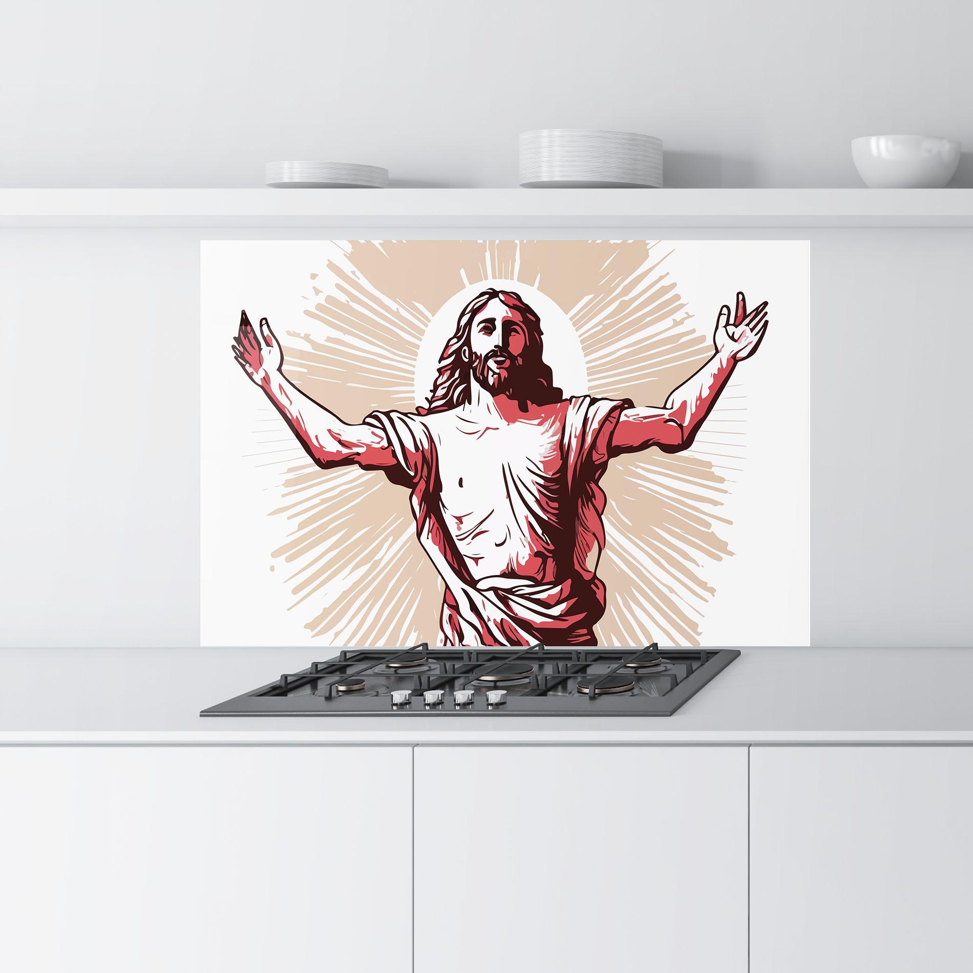 Konyhai üveg hátfal Artistic Jesus mockup 9