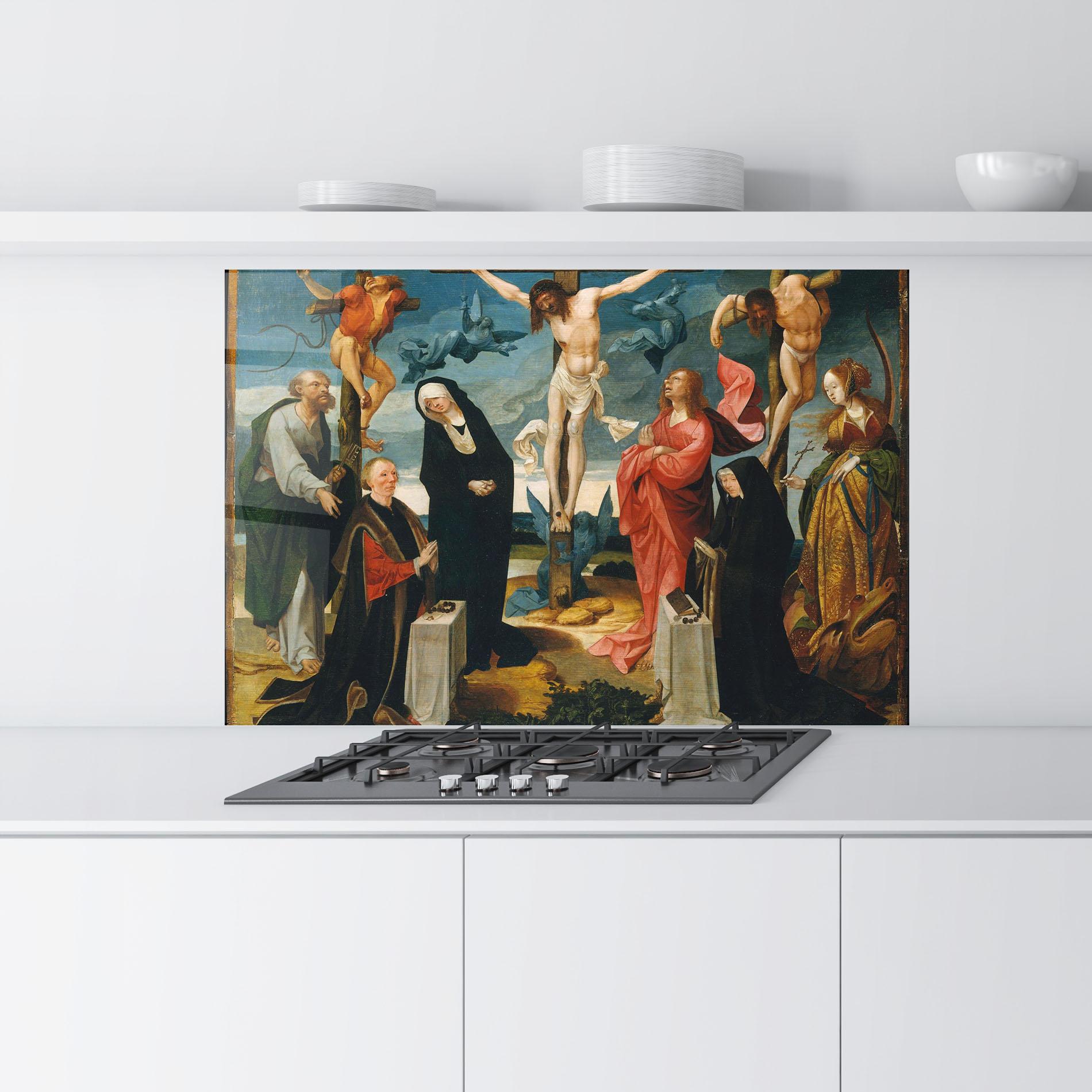 Konyhai üveg hátfal Jesus Cross Birds mockup 9