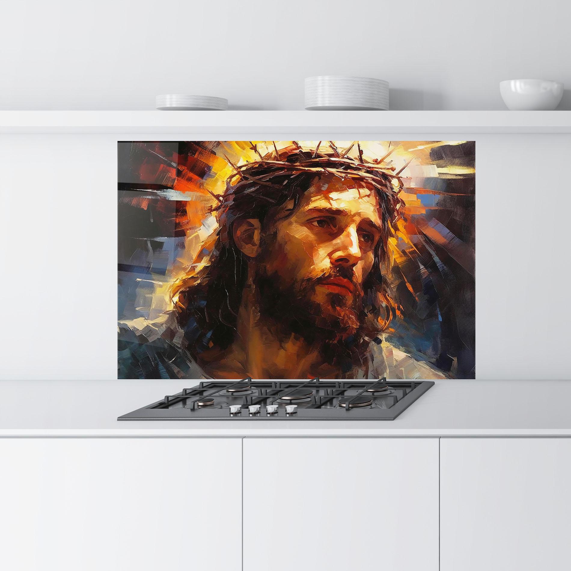 Konyhai üveg hátfal Jesus Crown mockup 9