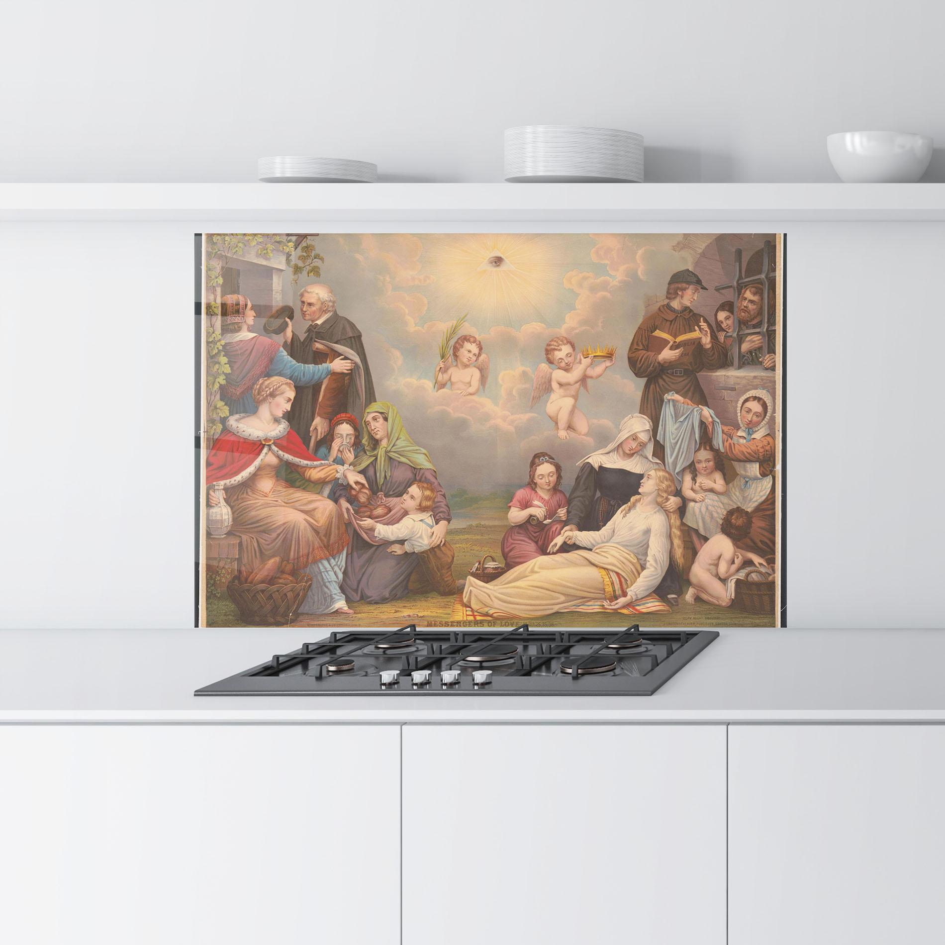 Konyhai üveg hátfal Jesus Old Painting mockup 9