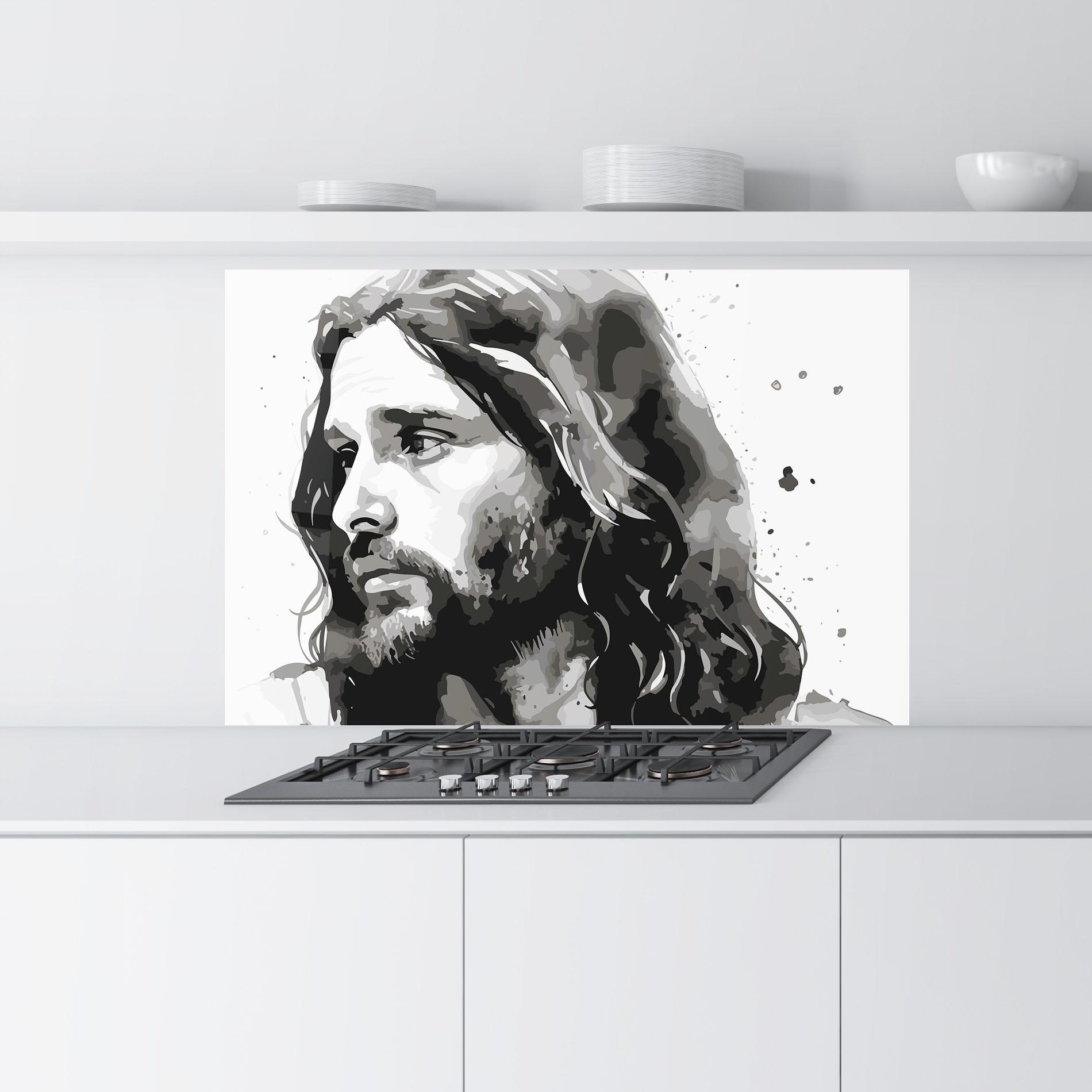 Konyhai üveg hátfal Jesus Watercolor mockup 9