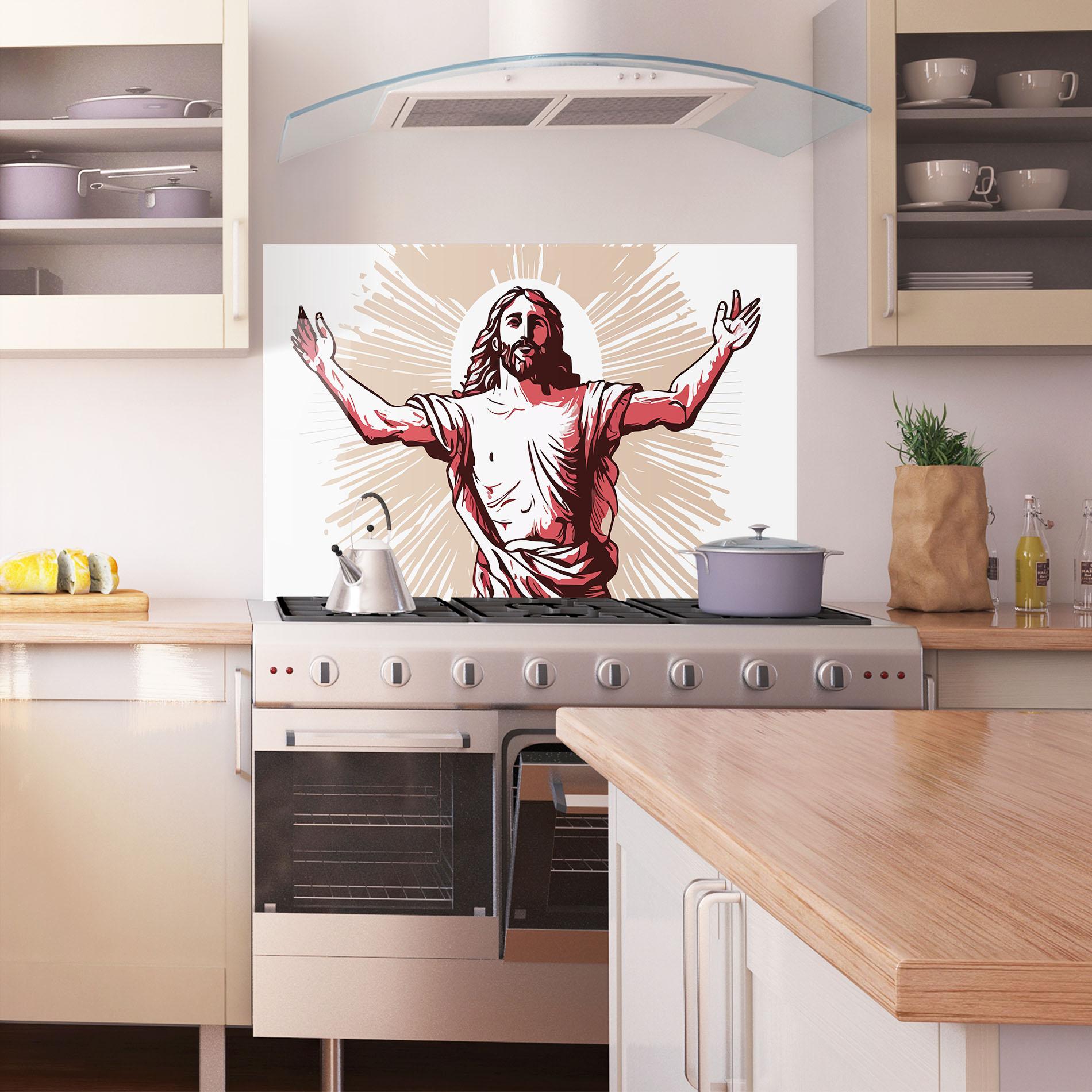 Konyhai üveg hátfal Artistic Jesus mockup 1
