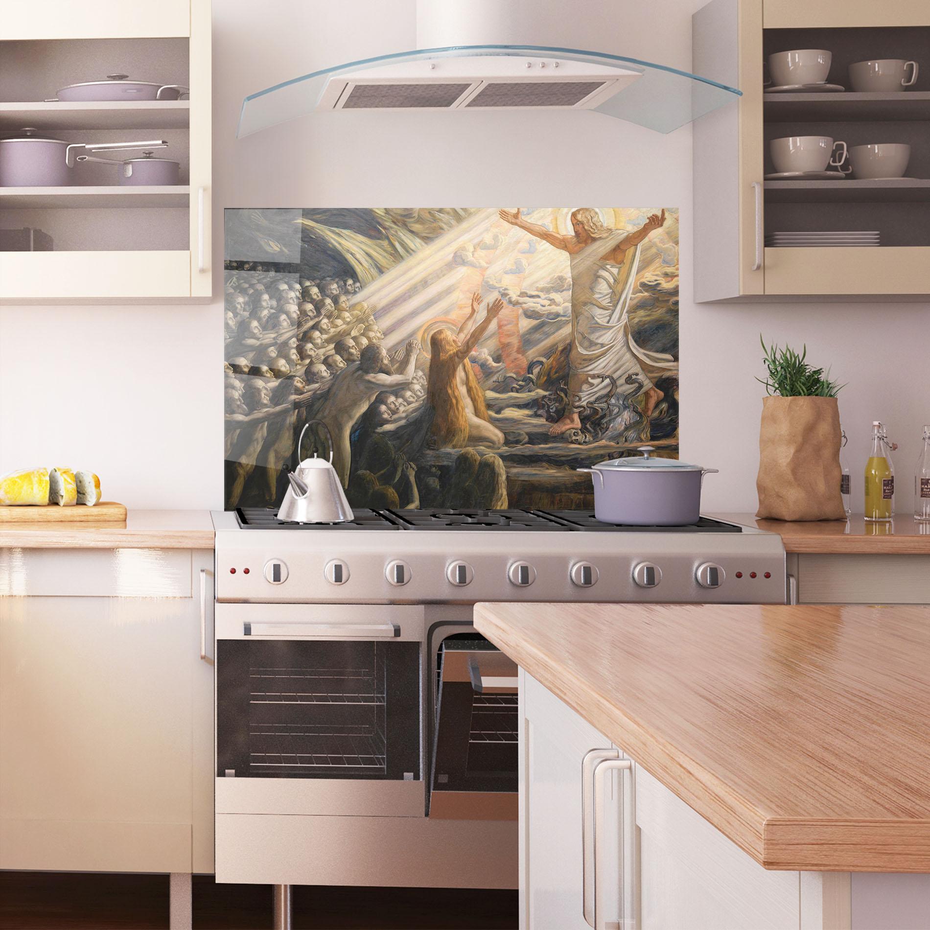 Konyhai üveg hátfal Devine Jesus Art mockup 1