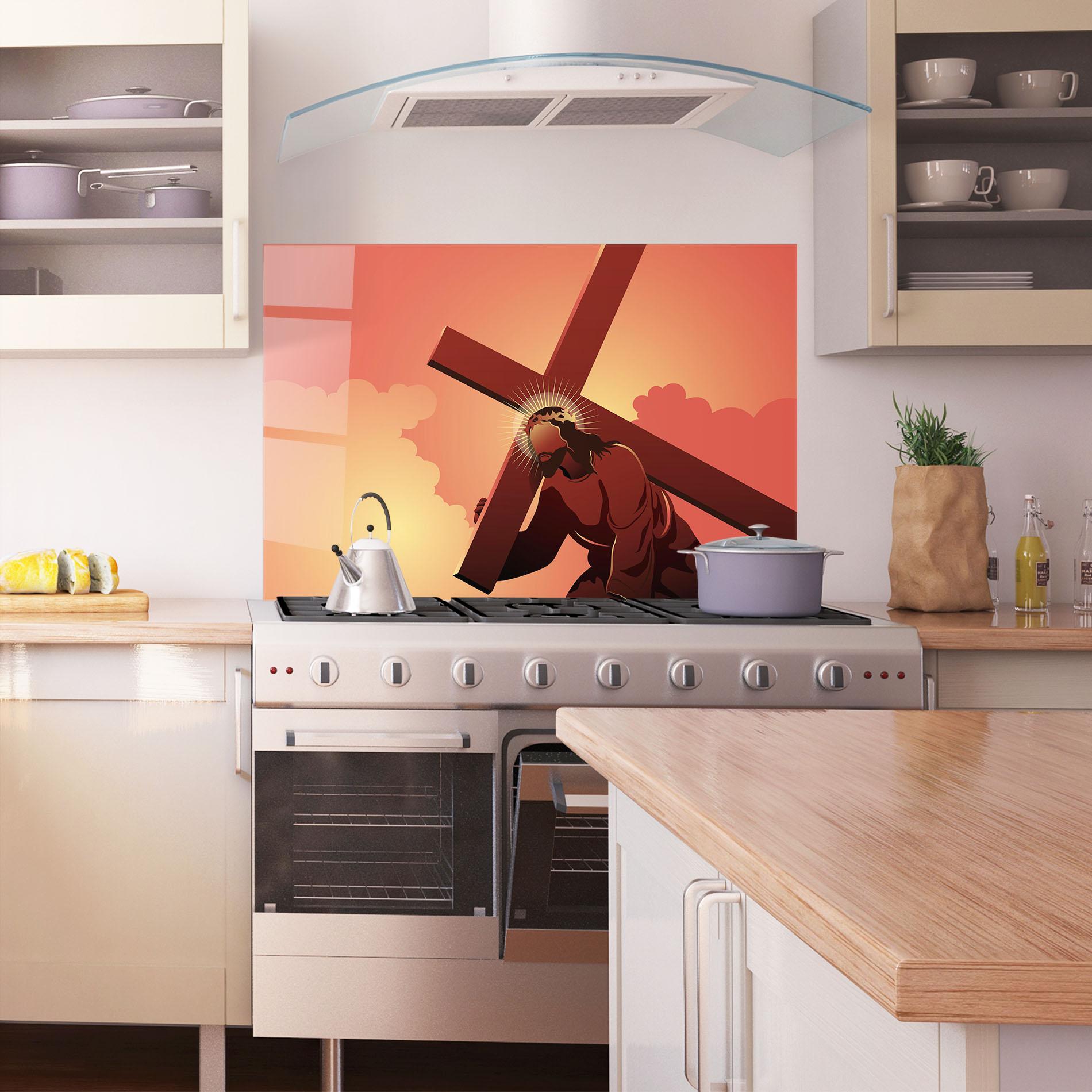 Konyhai üveg hátfal Holding The Cross mockup 1