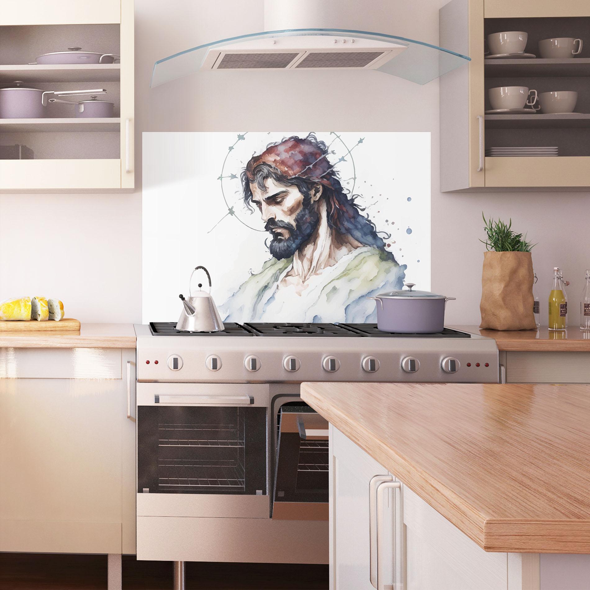 Konyhai üveg hátfal Jesus Art mockup 1