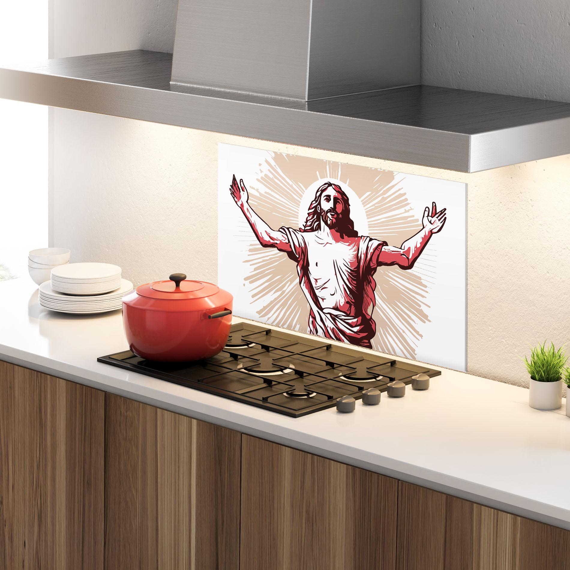 Konyhai üveg hátfal Artistic Jesus mockup 4