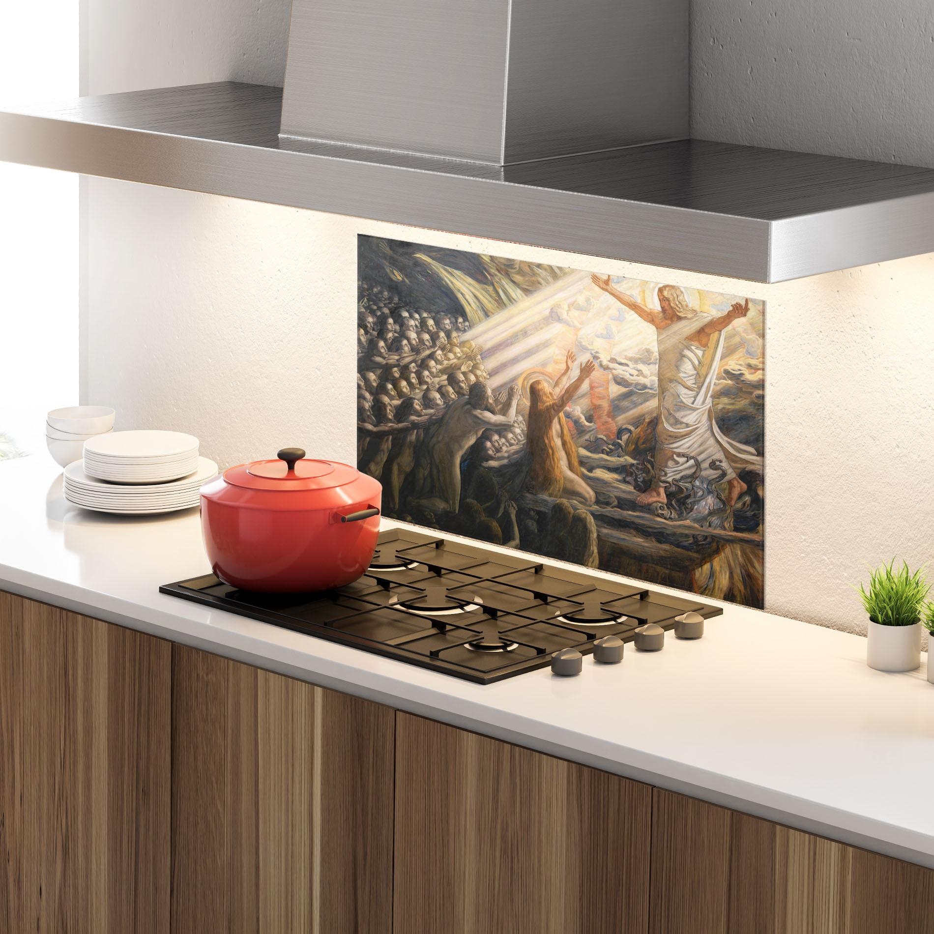 Konyhai üveg hátfal Devine Jesus Art mockup 4