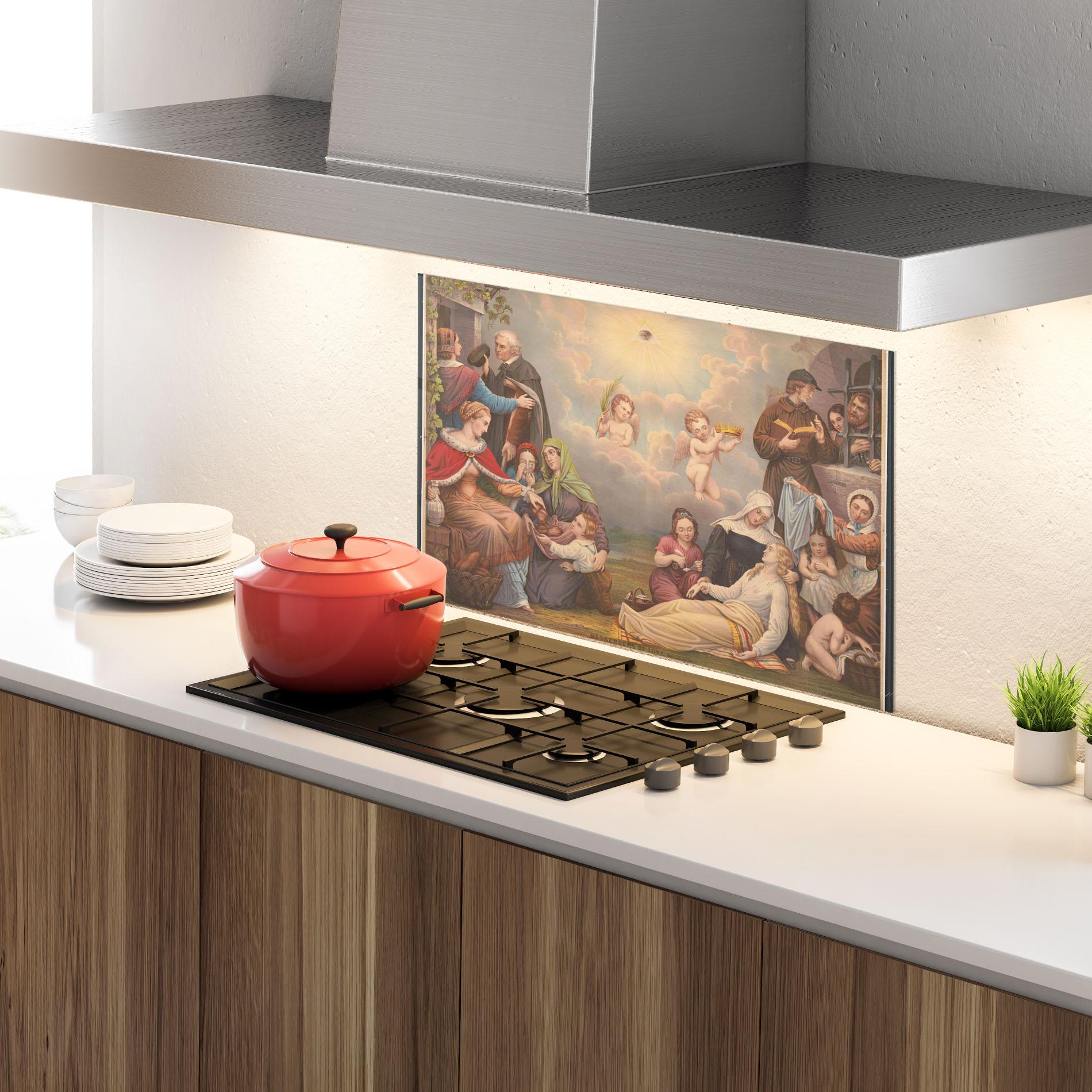Konyhai üveg hátfal Jesus Old Painting mockup 4