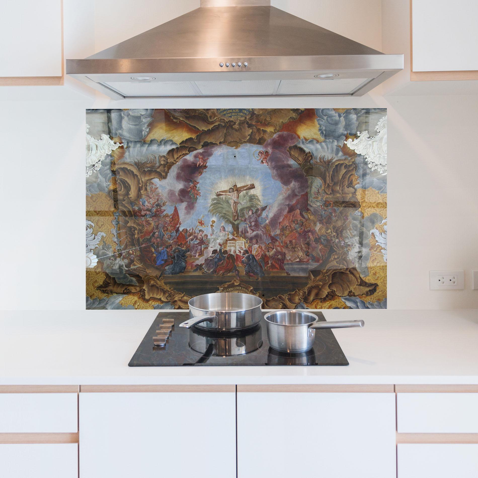 Konyhai üveg hátfal Devine Illumination mockup 5