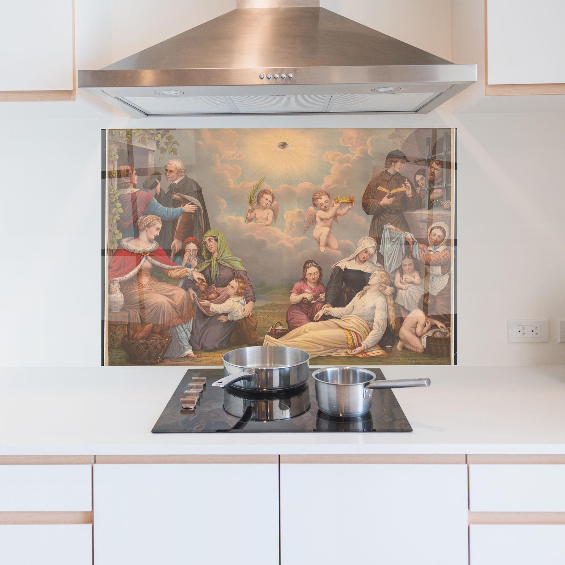 Konyhai üveg hátfal Jesus Old Painting mockup 5