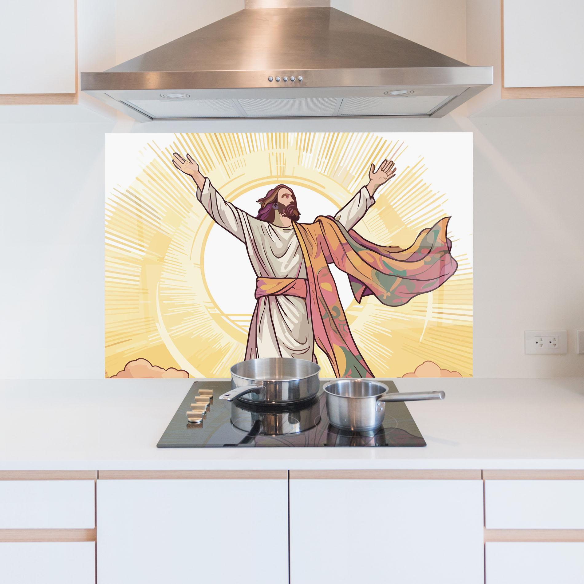 Konyhai üveg hátfal Jesus Power mockup 5
