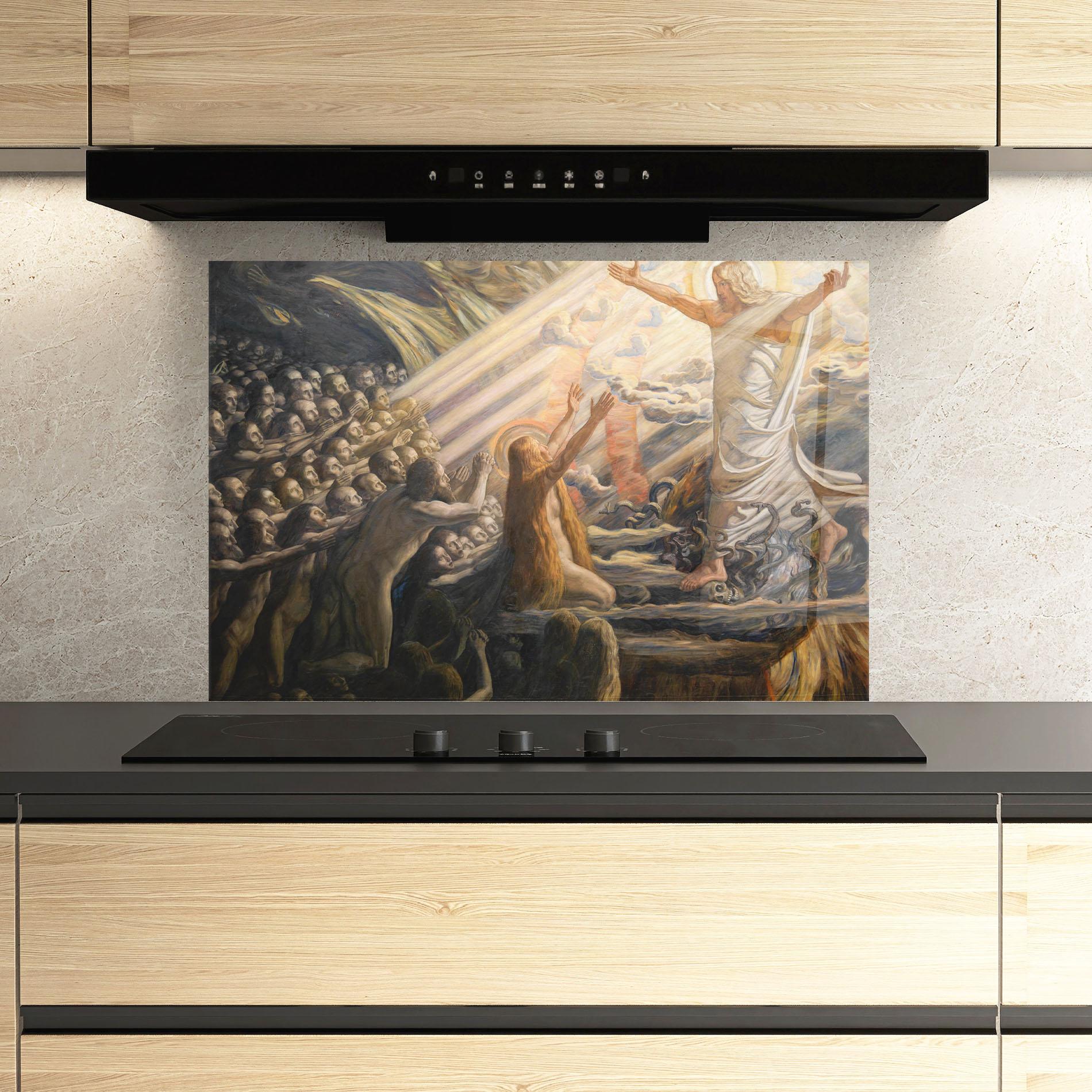 Konyhai üveg hátfal Devine Jesus Art mockup 3