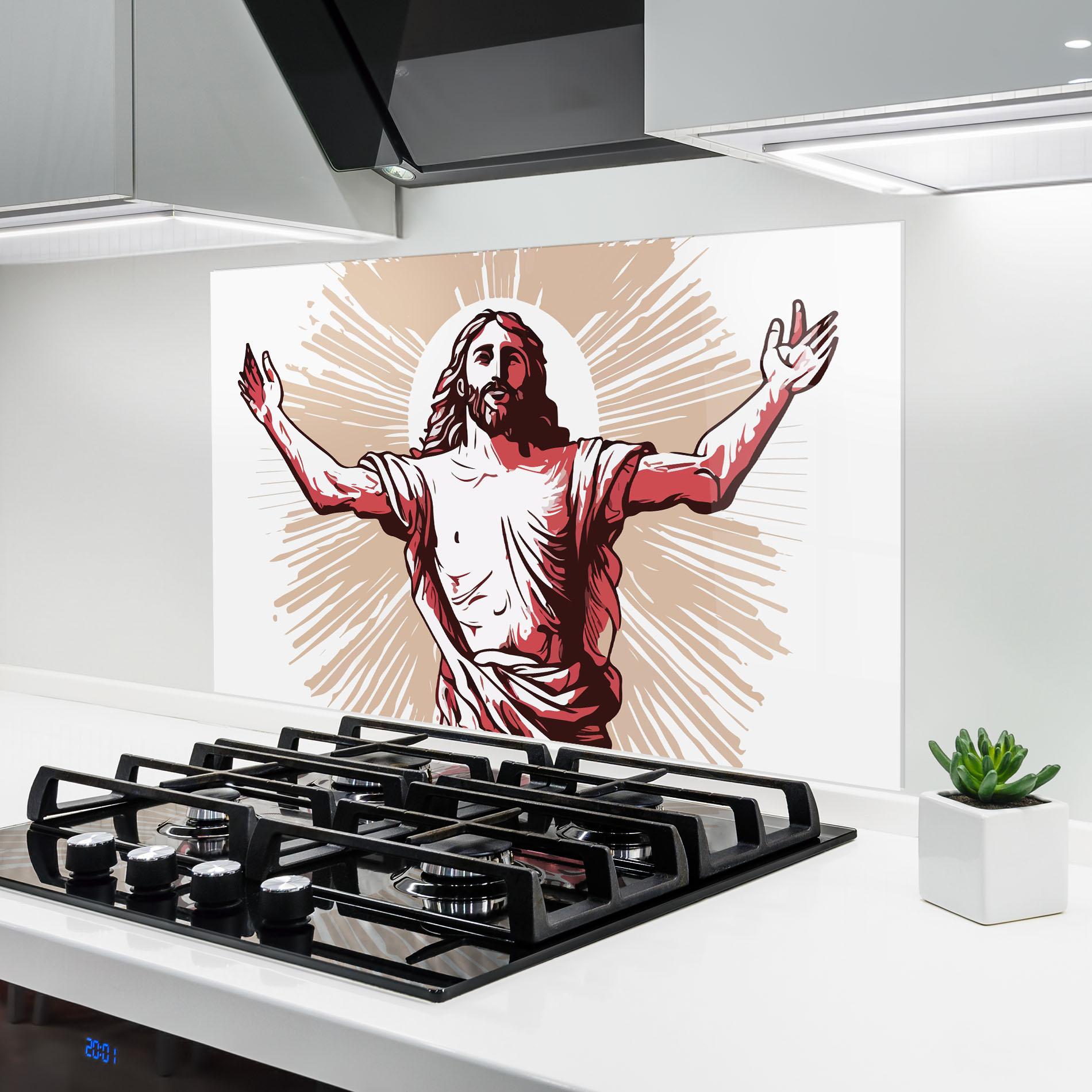 Konyhai üveg hátfal Artistic Jesus mockup 6