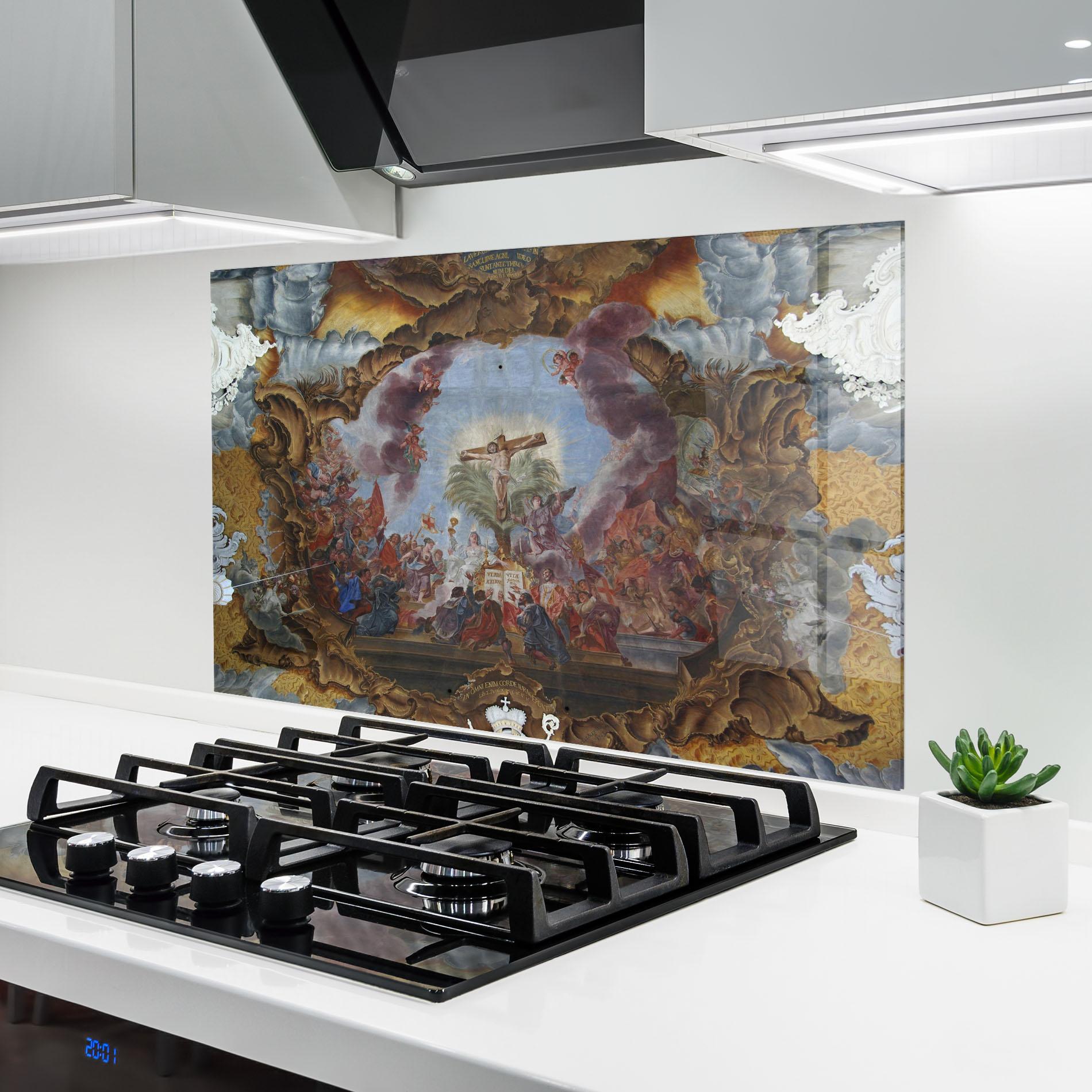 Konyhai üveg hátfal Devine Illumination mockup 6