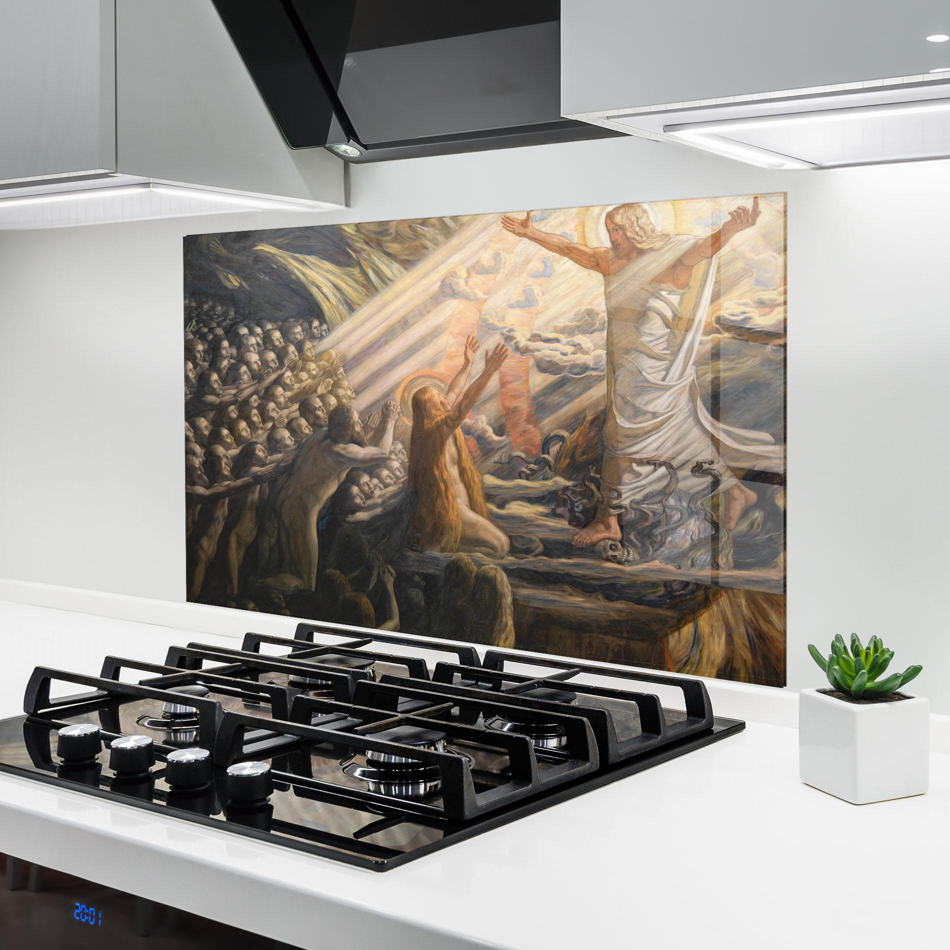 Konyhai üveg hátfal Devine Jesus Art mockup 6