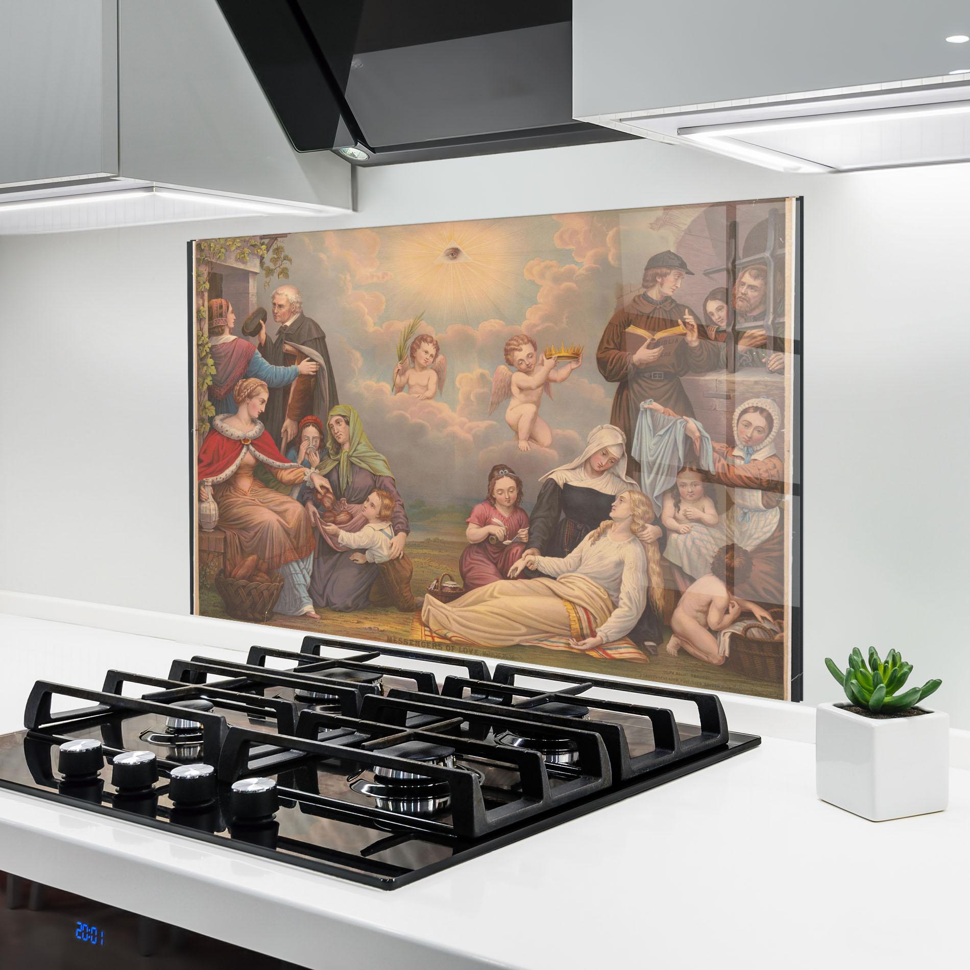 Konyhai üveg hátfal Jesus Old Painting mockup 6