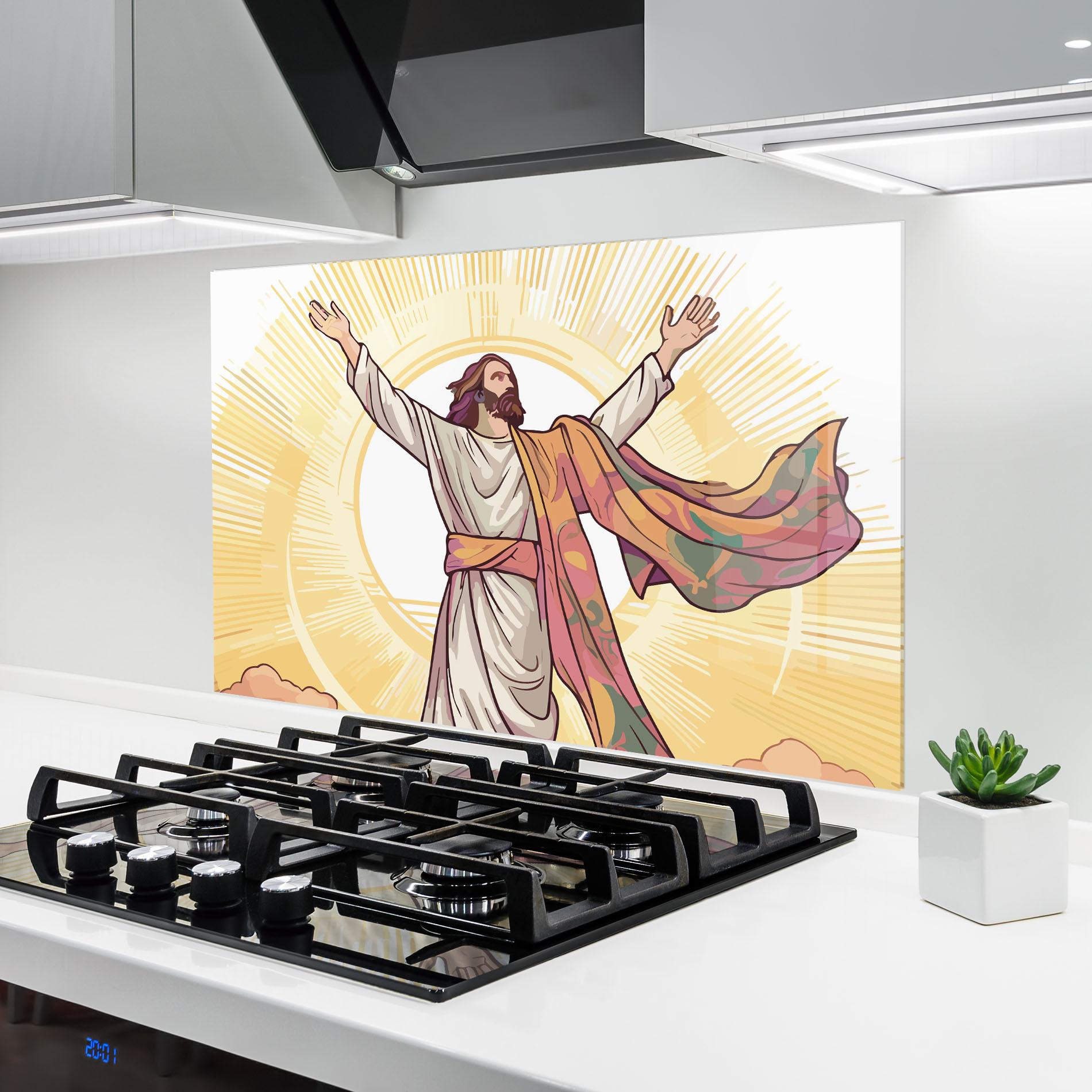Konyhai üveg hátfal Jesus Power mockup 6