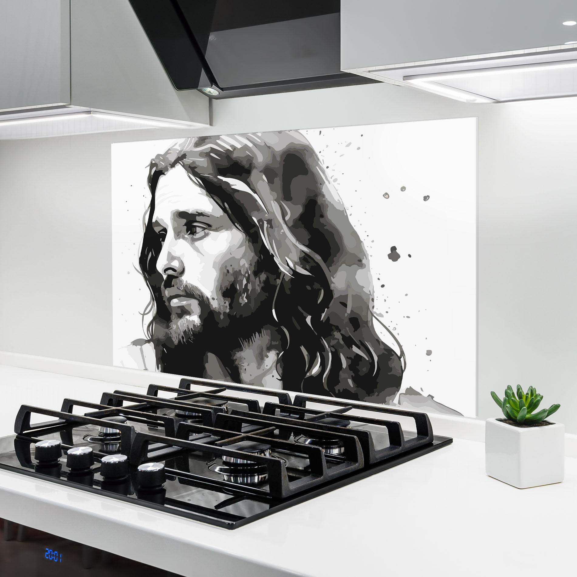 Konyhai üveg hátfal Jesus Watercolor mockup 6