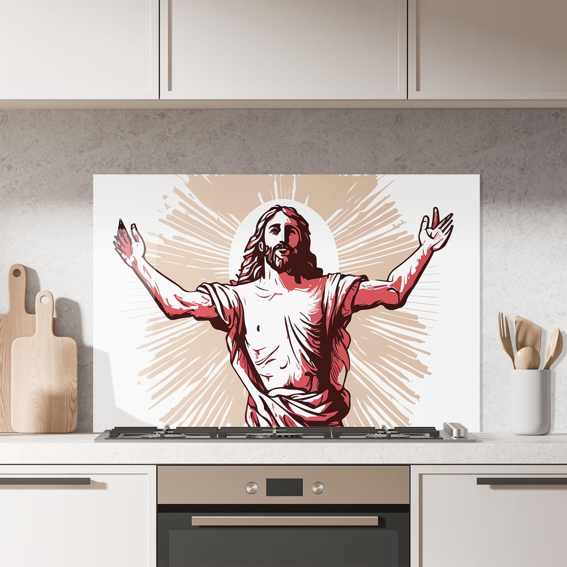 Konyhai üveg hátfal Artistic Jesus mockup 7