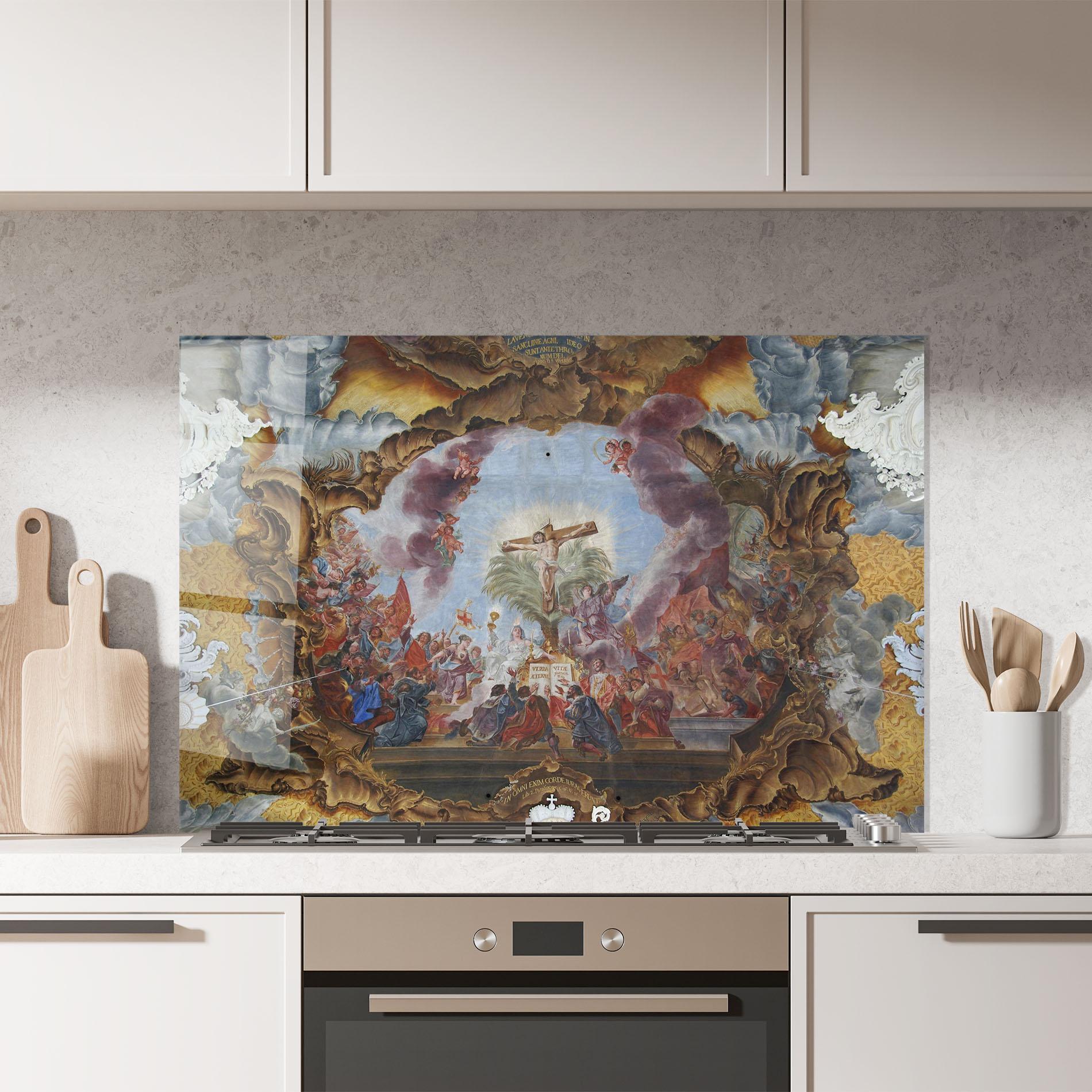 Konyhai üveg hátfal Devine Illumination mockup 7