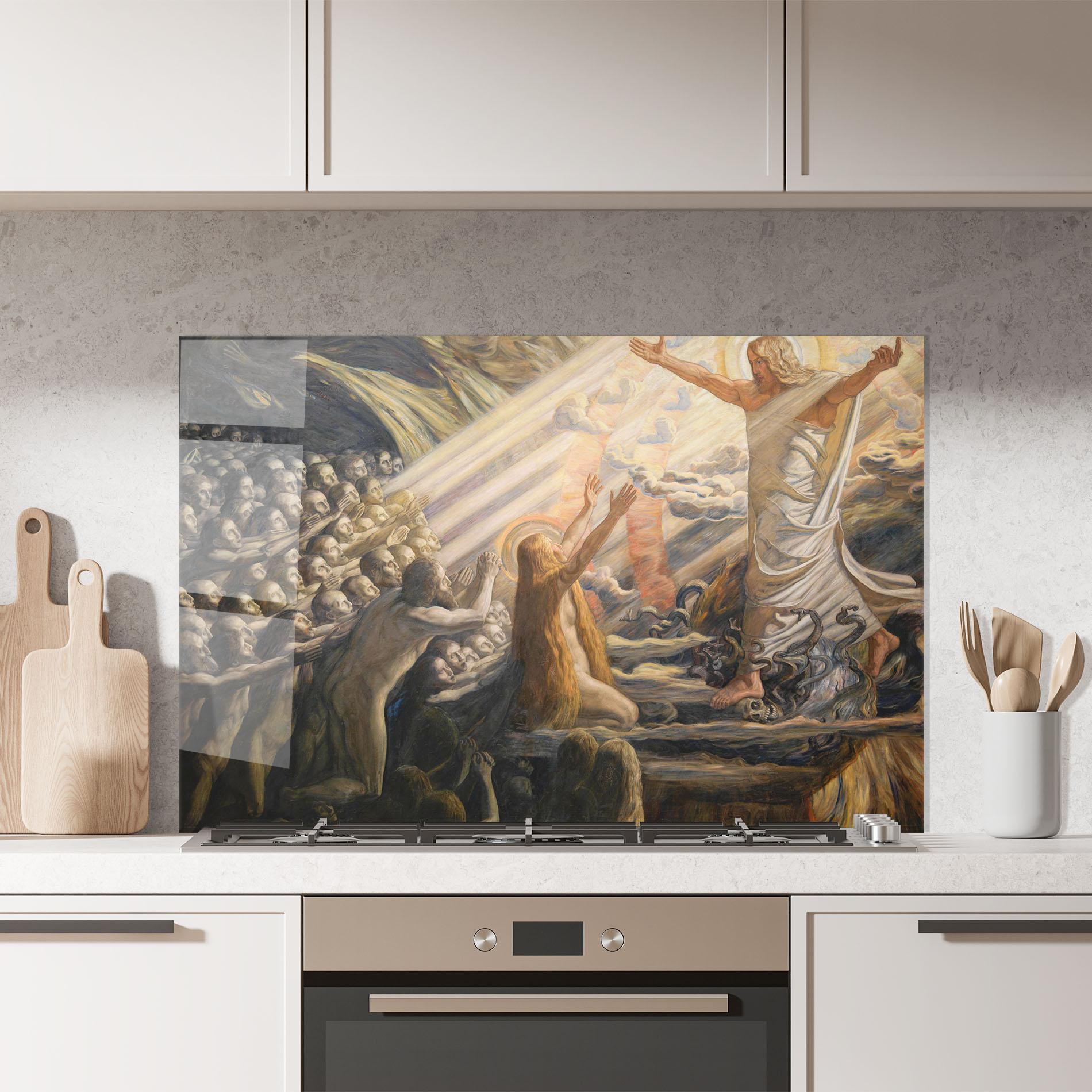 Konyhai üveg hátfal Devine Jesus Art mockup 7