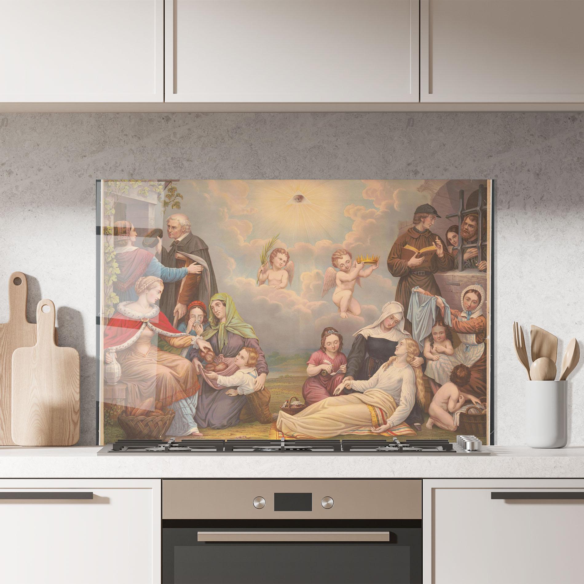 Konyhai üveg hátfal Jesus Old Painting mockup 7