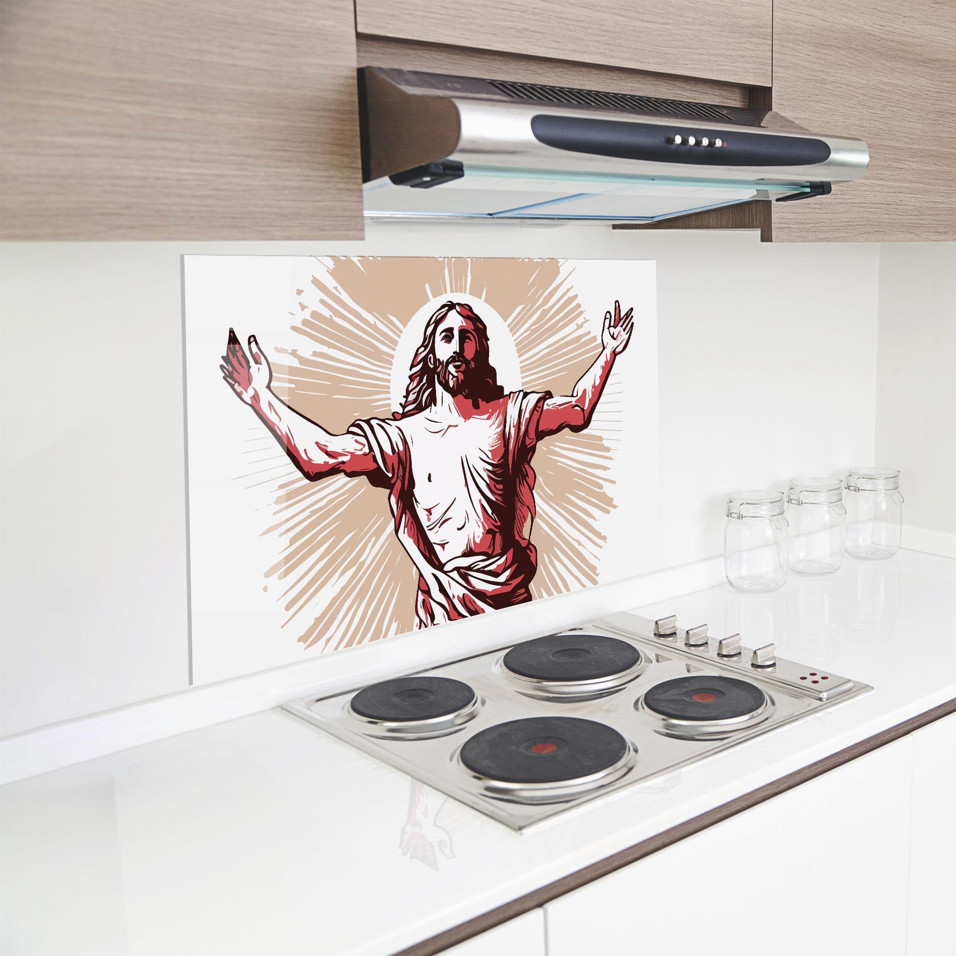 Konyhai üveg hátfal Artistic Jesus mockup 8