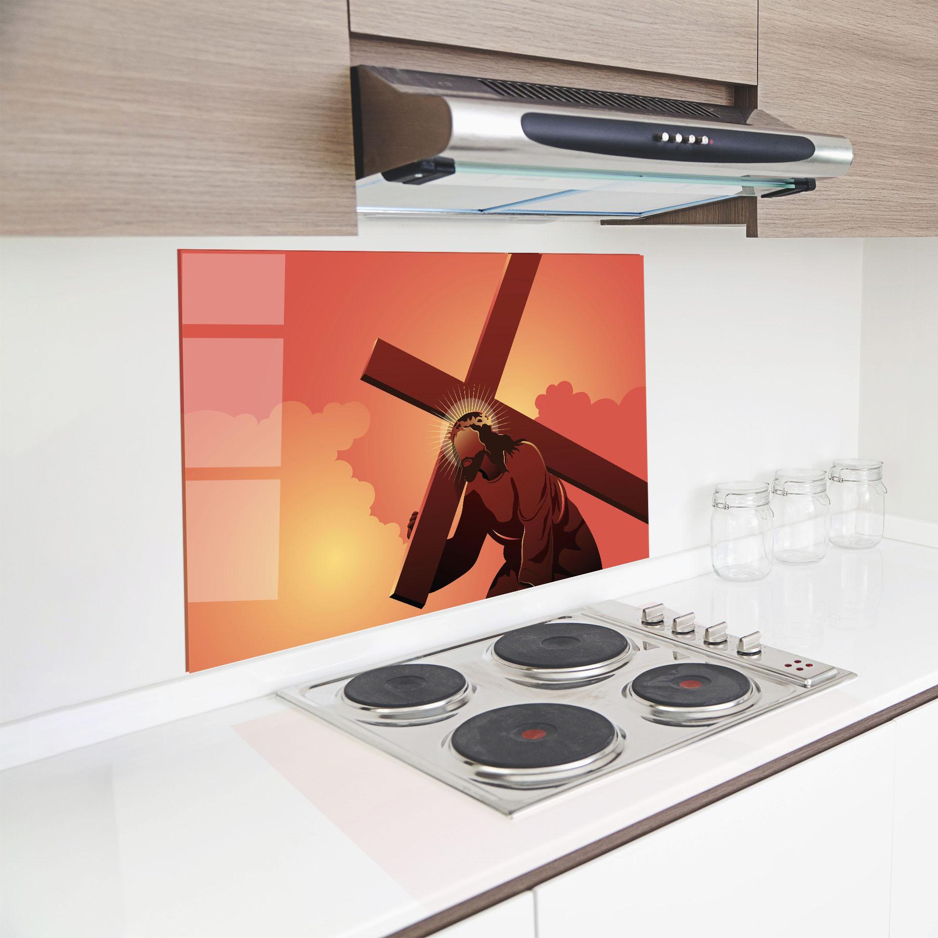 Konyhai üveg hátfal Holding The Cross mockup 8