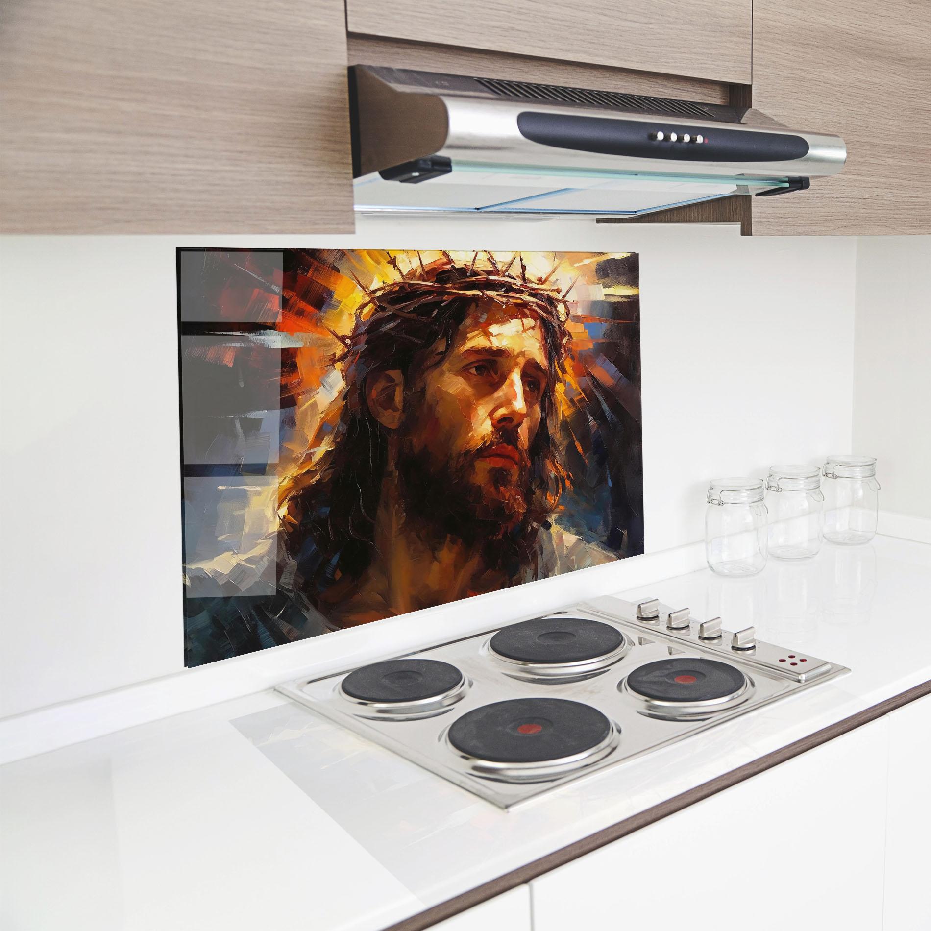 Konyhai üveg hátfal Jesus Crown mockup 8